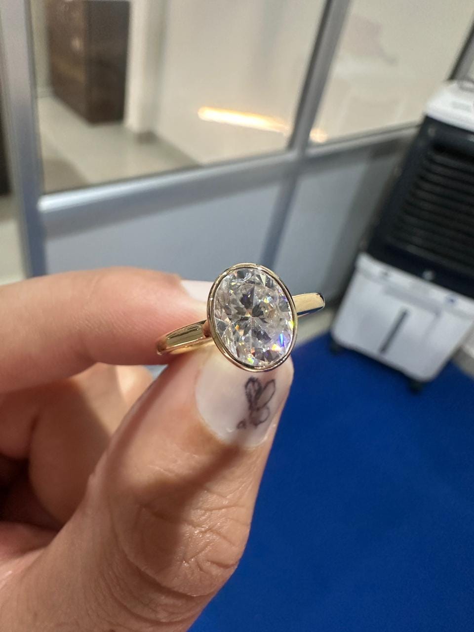 Vintage Moissanite Engagement Ring | Solid 14K Yellow Gold | Unique Anniversary Gift for her