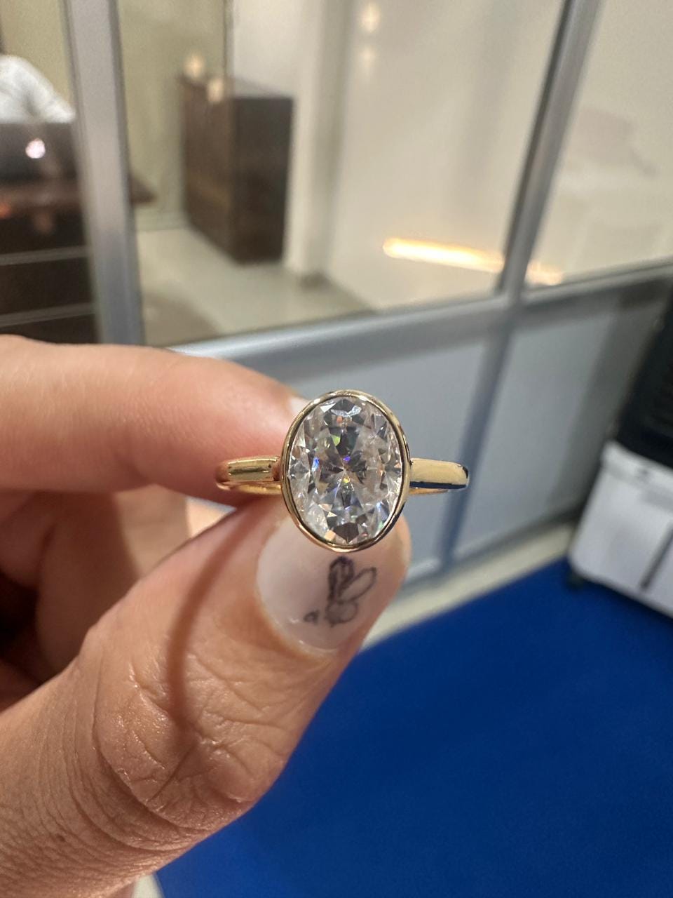 Vintage Moissanite Engagement Ring | Solid 14K Yellow Gold | Unique Anniversary Gift for her
