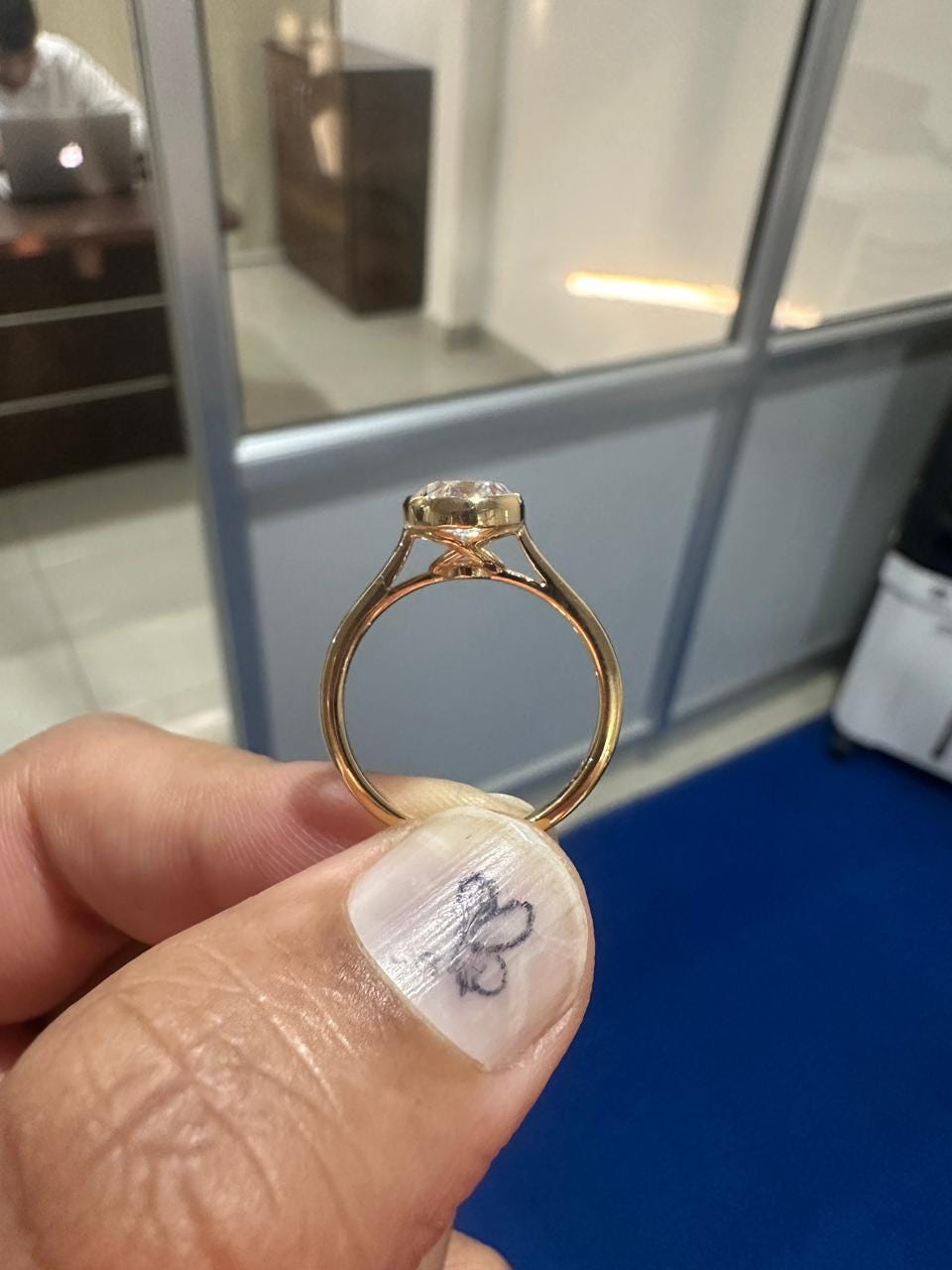 Vintage Moissanite Engagement Ring | Solid 14K Yellow Gold | Unique Anniversary Gift for her