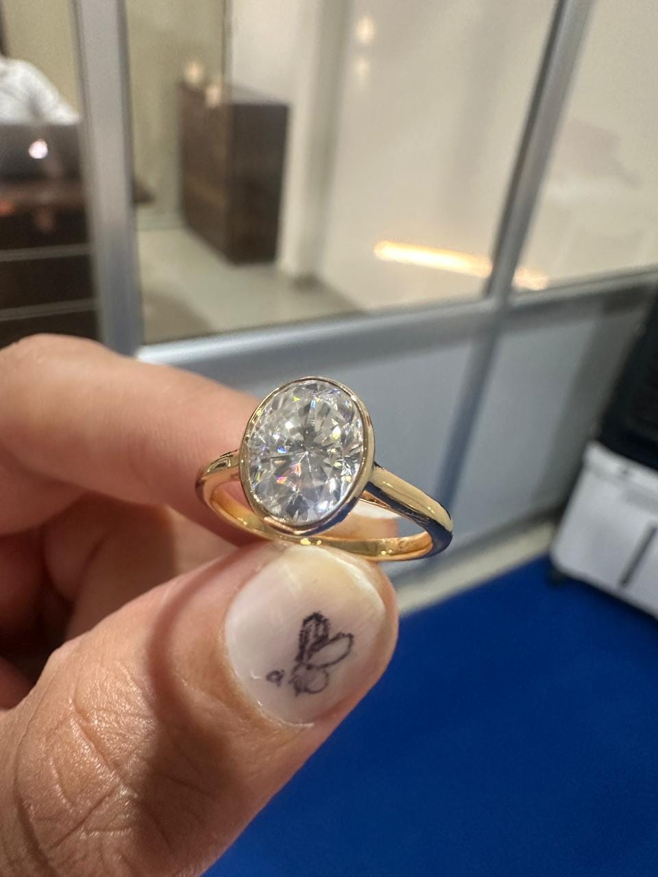 Vintage Moissanite Engagement Ring | Solid 14K Yellow Gold | Unique Anniversary Gift for her