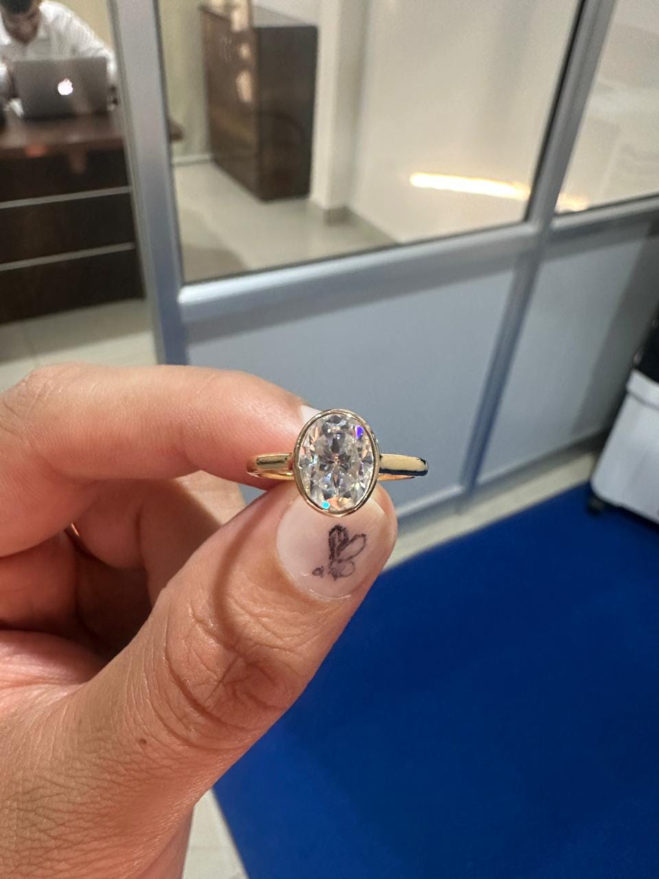 Vintage Moissanite Engagement Ring | Solid 14K Yellow Gold | Unique Anniversary Gift for her