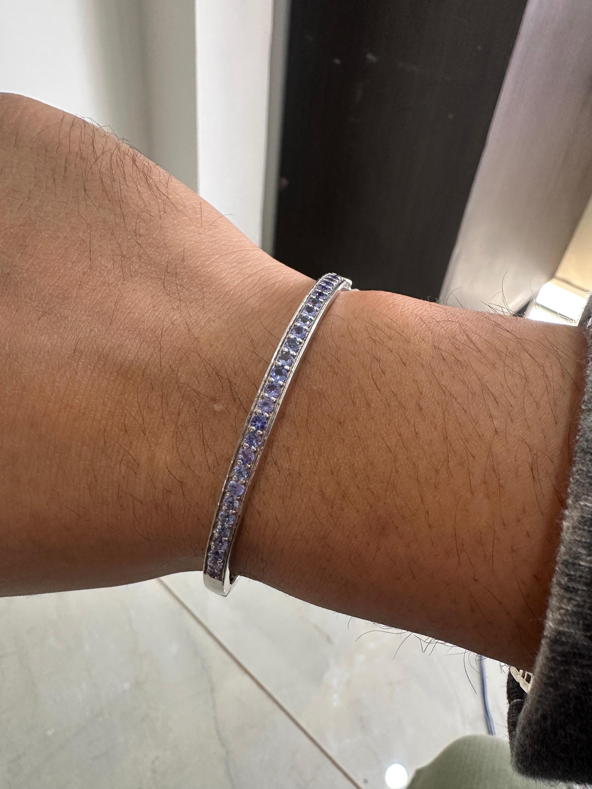 Tanzanite Cuff Bracelet, 925 Sterling Silver, December Birthstone Jewelry, Gift for Her