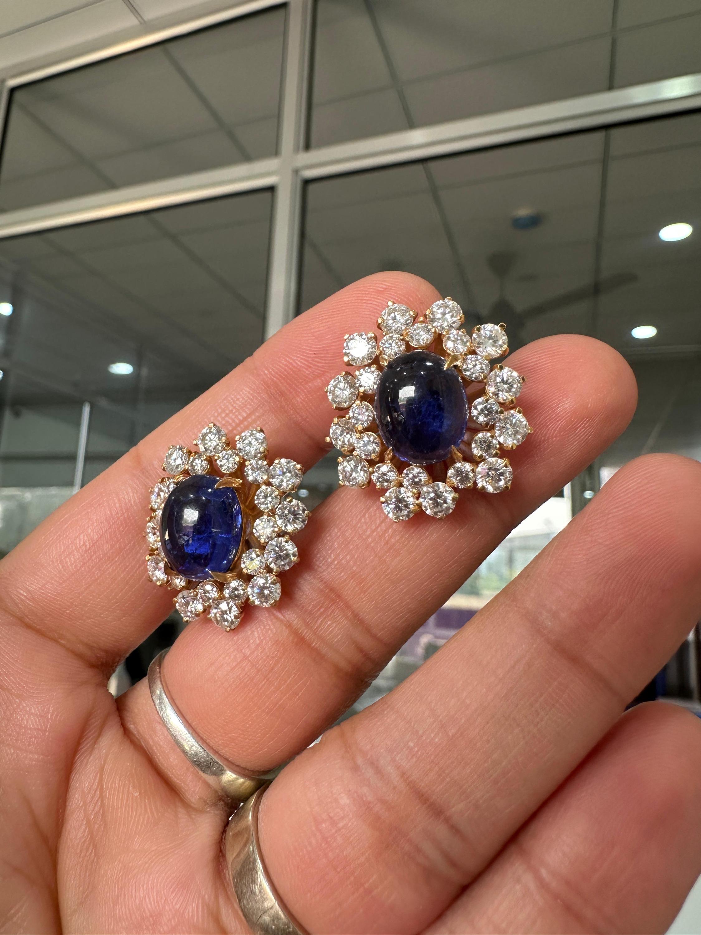 Blue Sapphire Diamond Earrings | 14K Gold Plated | Statement Jewelry Gift for her