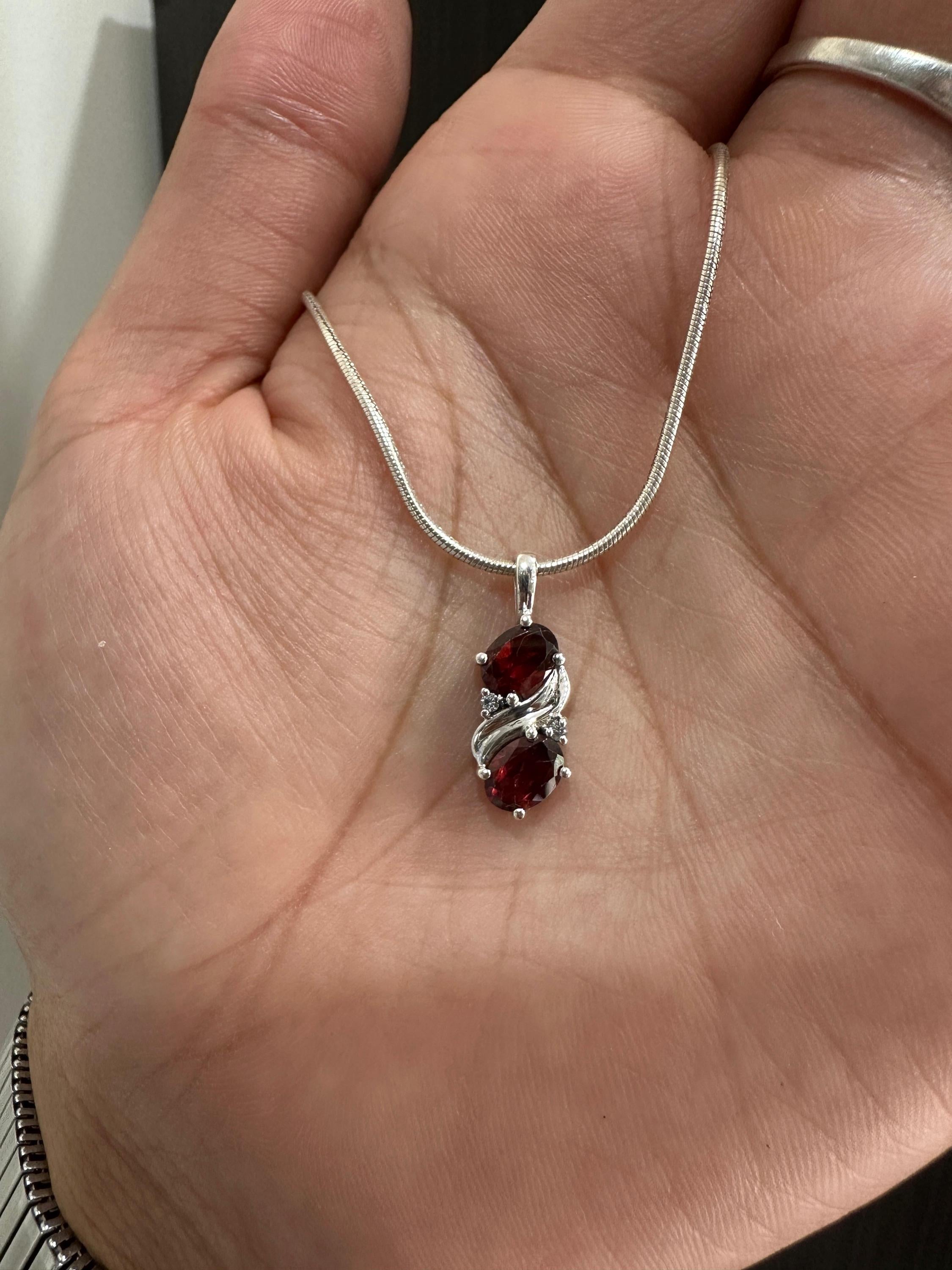 Red Garnet Pendant | 925 Sterling Silver Necklace | January Birthstone Jewelry