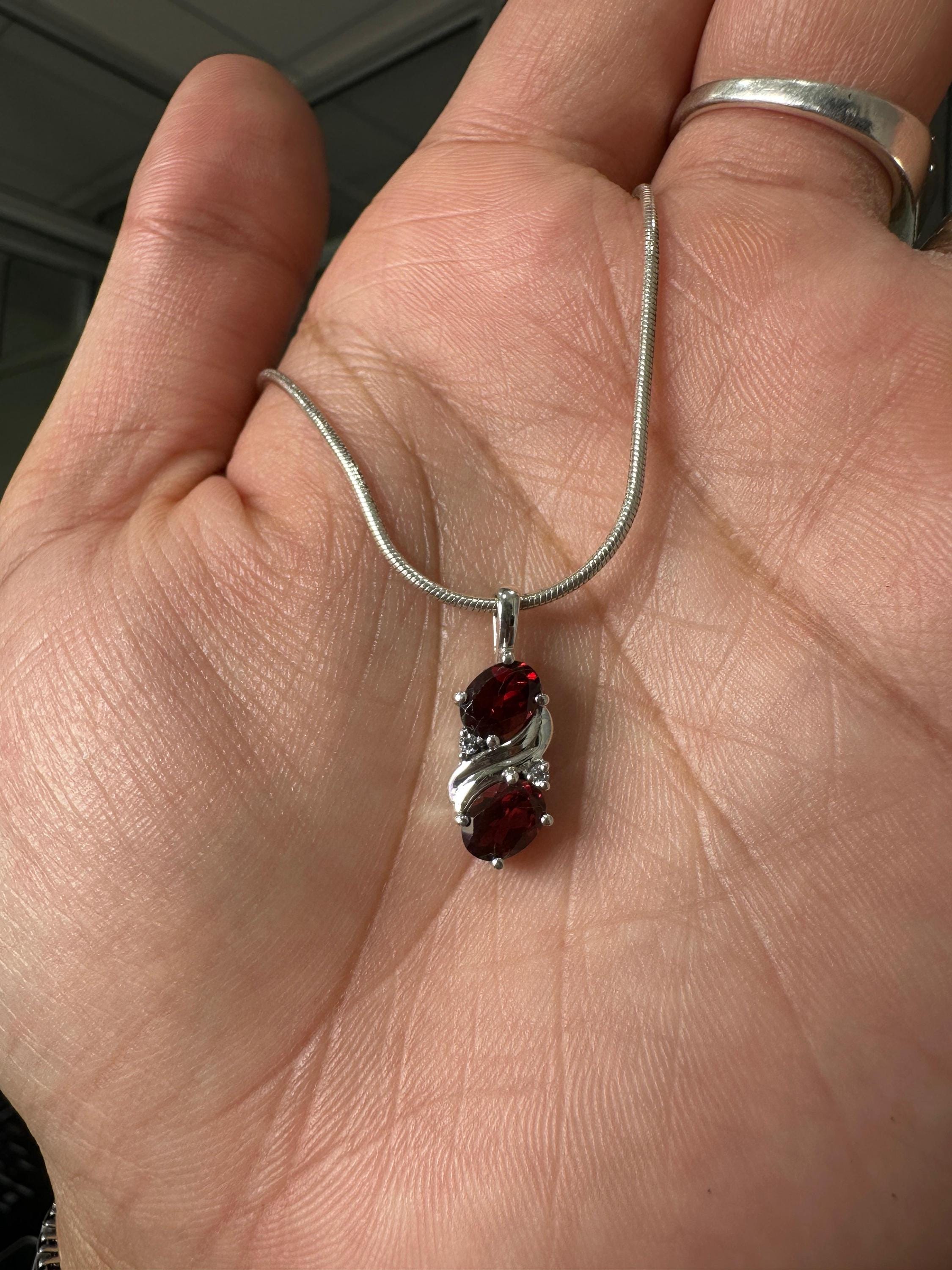 Red Garnet Pendant | 925 Sterling Silver Necklace | January Birthstone Jewelry