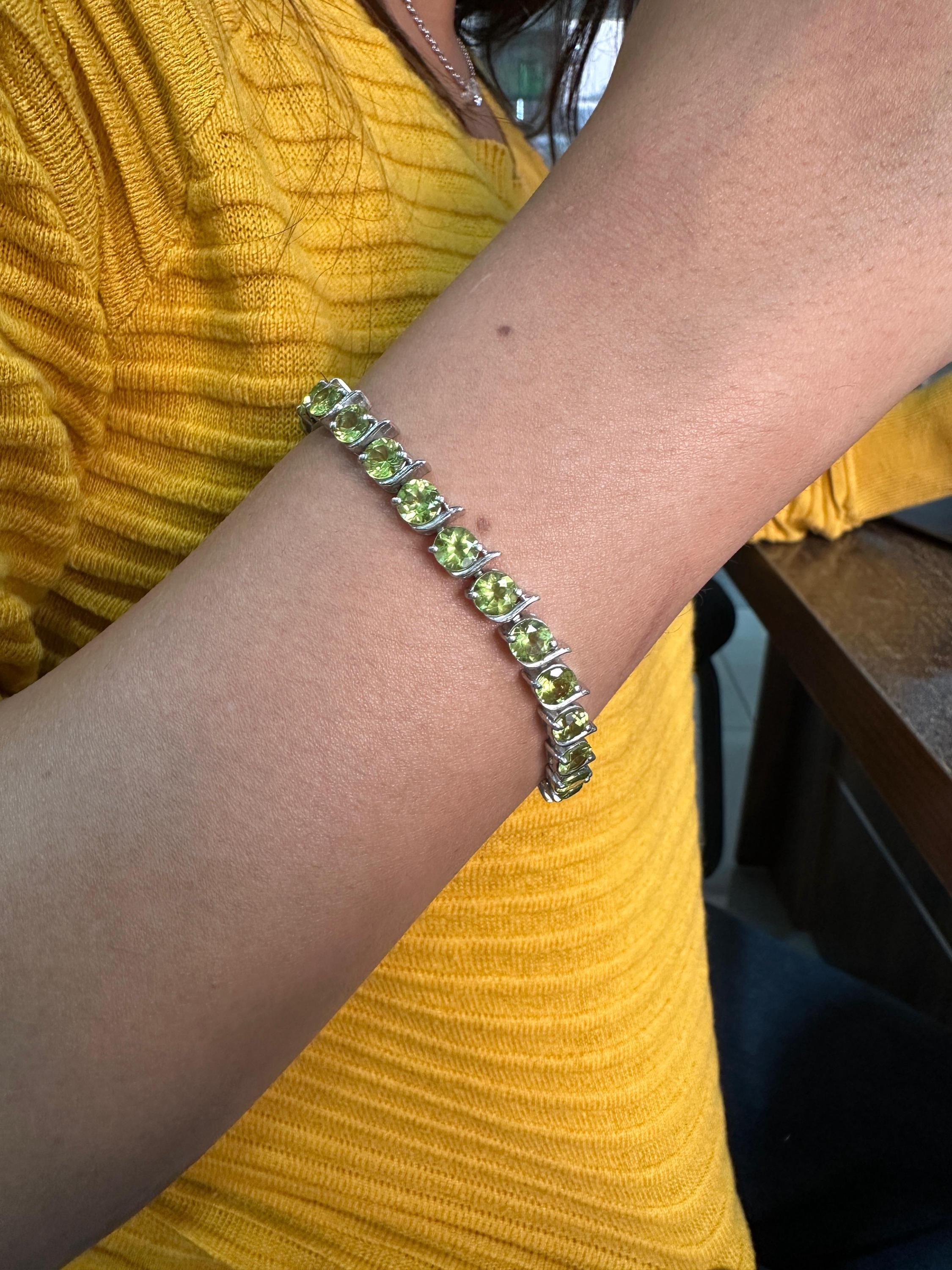 Peridot Tennis Bracelet | 925 Sterling Silver, August Birthstone Jewelry, Luxury Gift for her