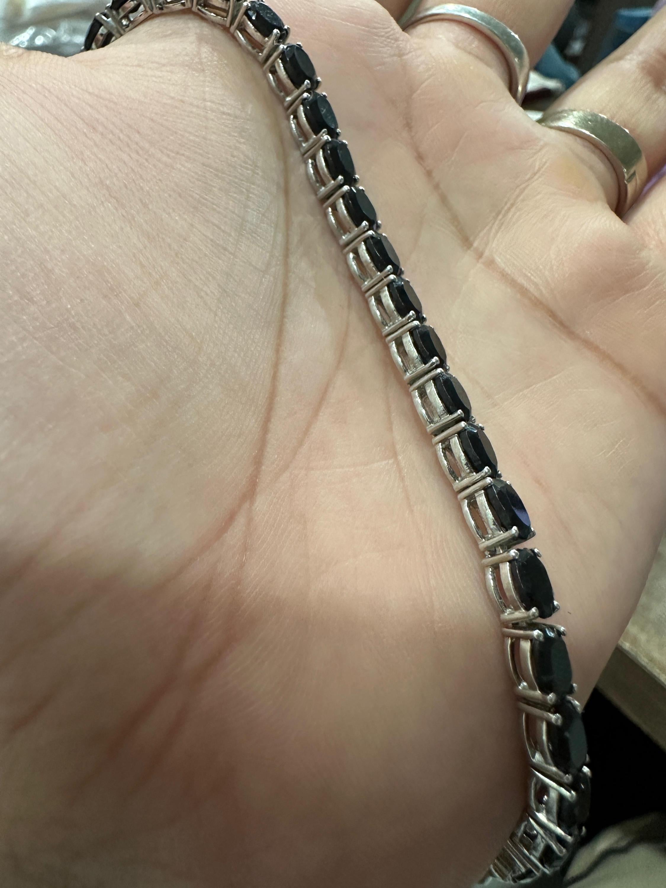 Men's Black Spinel Tennis Bracelet | 925 Sterling Silver, Luxury gift for him