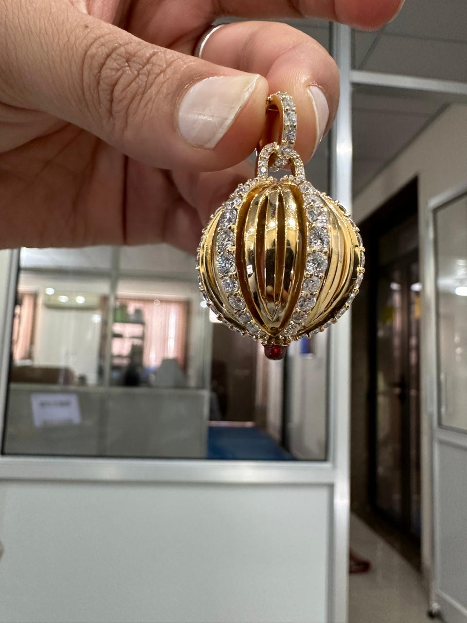6CT Moissanite Sphere Pendant | 14K Gold Vermeil Hip Hop Jewelry