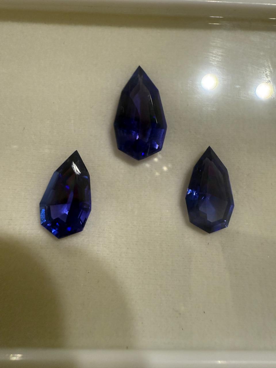 Custom Cut Rare Tanzanite Gemstone Set | IGI Certified Loose Trio | 15 CT Natural Tanzanite