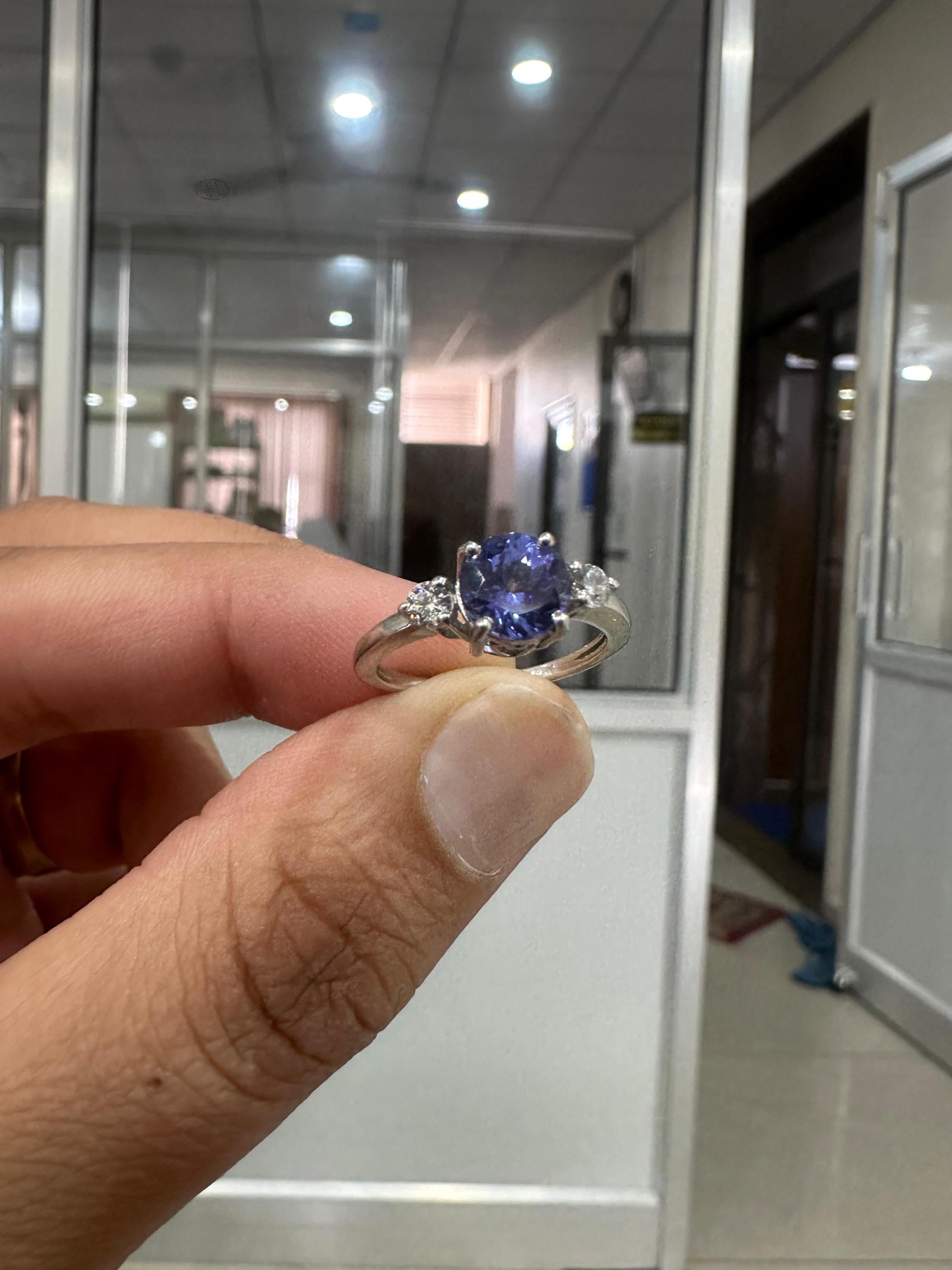 14k Gold Tanzanite Diamond Engagement Ring - First Anniversary Gift for wife