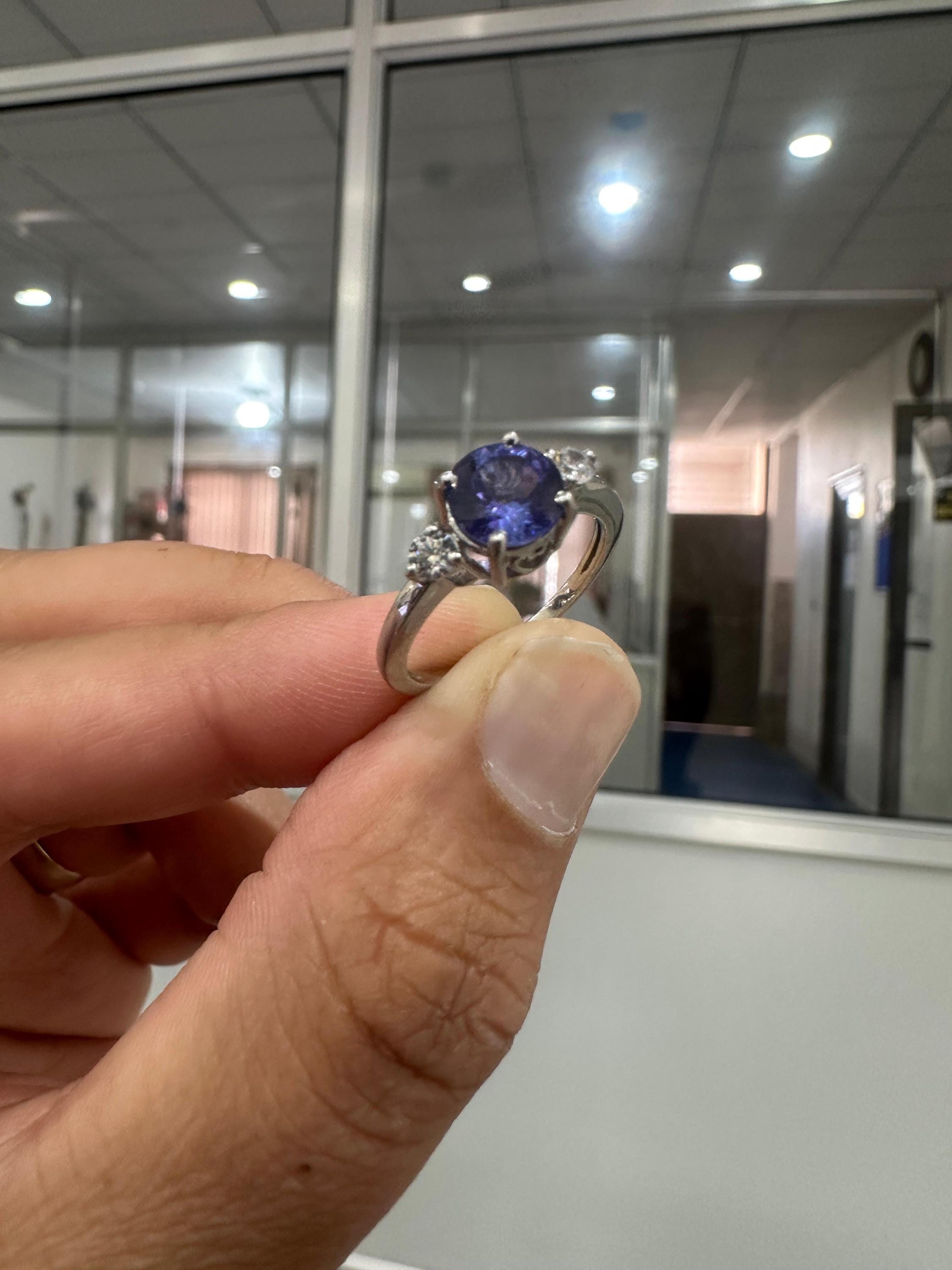 14k Gold Tanzanite Diamond Engagement Ring - First Anniversary Gift for wife