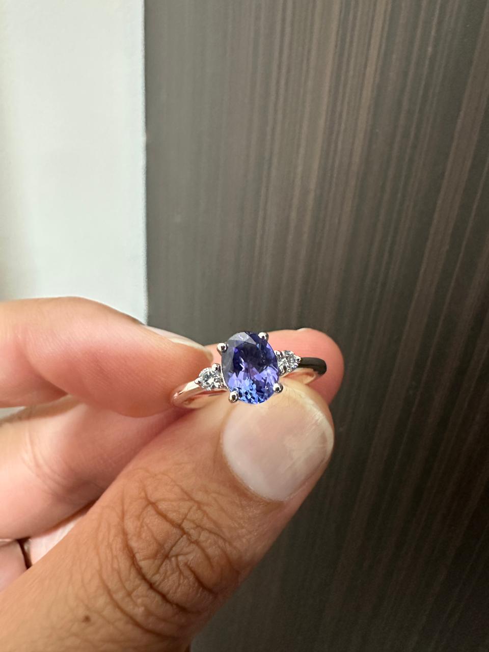 14k Gold Tanzanite Diamond Engagement Ring - Unique Anniversary Gift, Promise Ring
