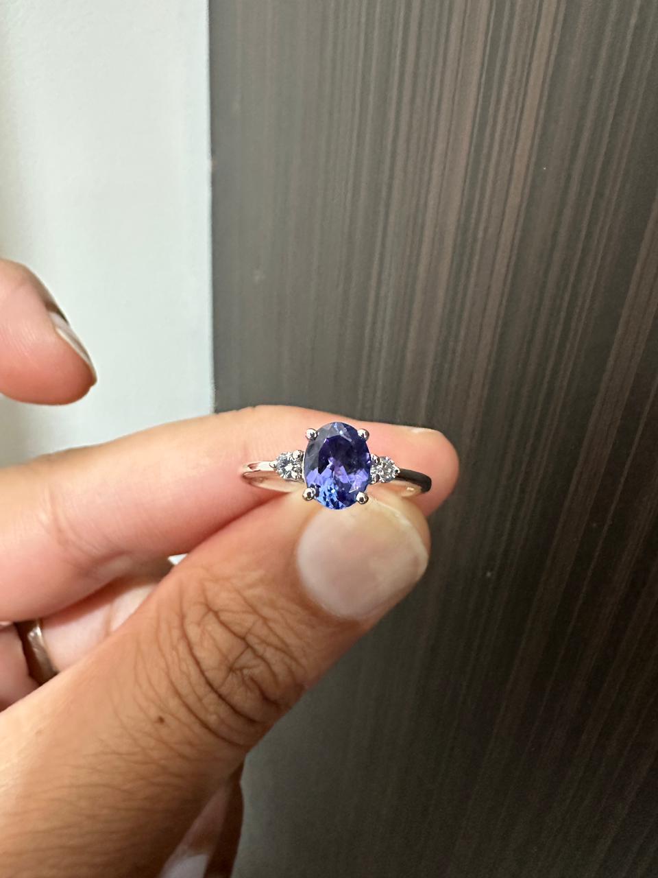 14k Gold Tanzanite Diamond Engagement Ring - Unique Anniversary Gift, Promise Ring