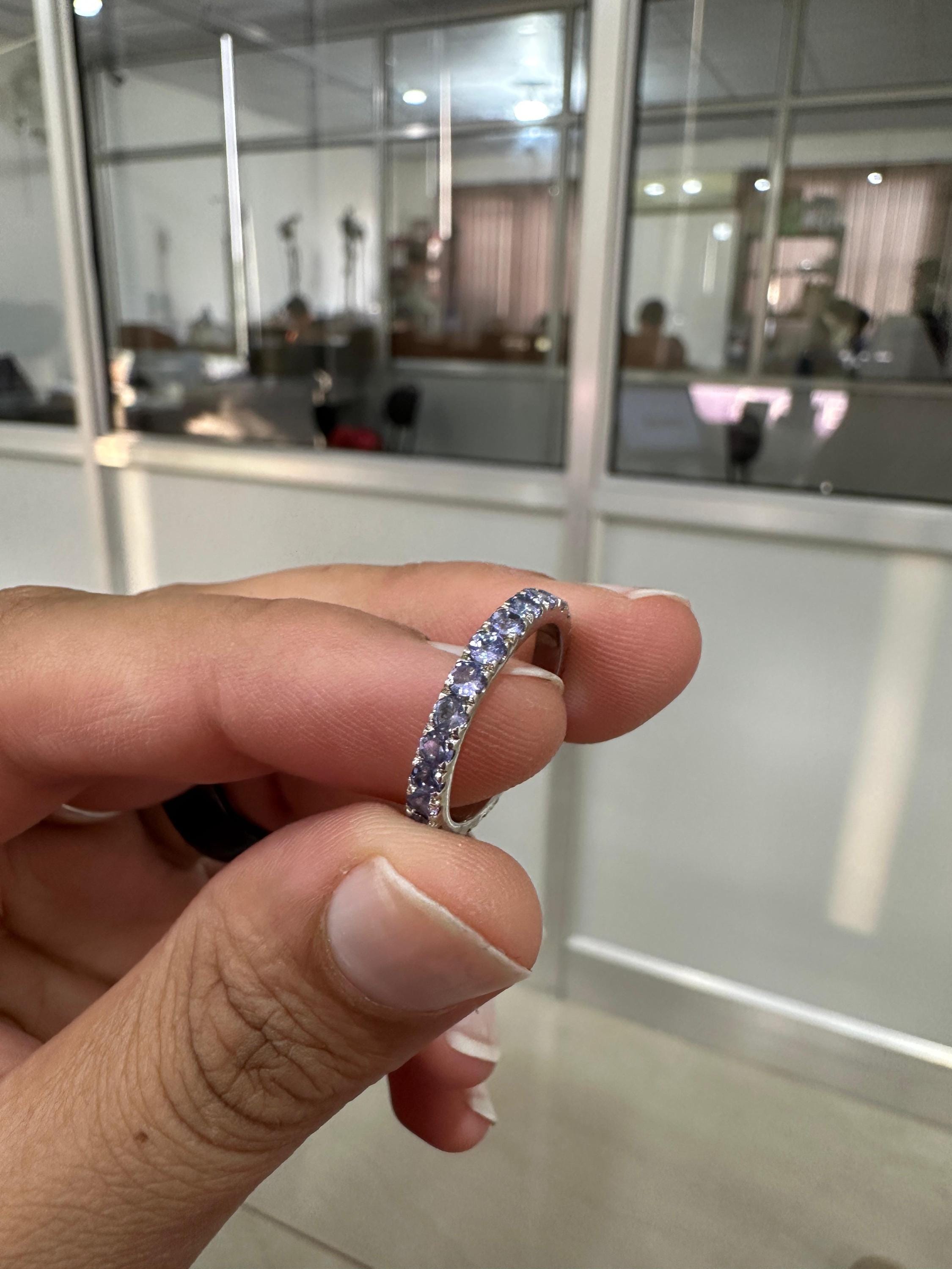 Tanzanite Eternity Band | 14K White Gold Wedding Ring