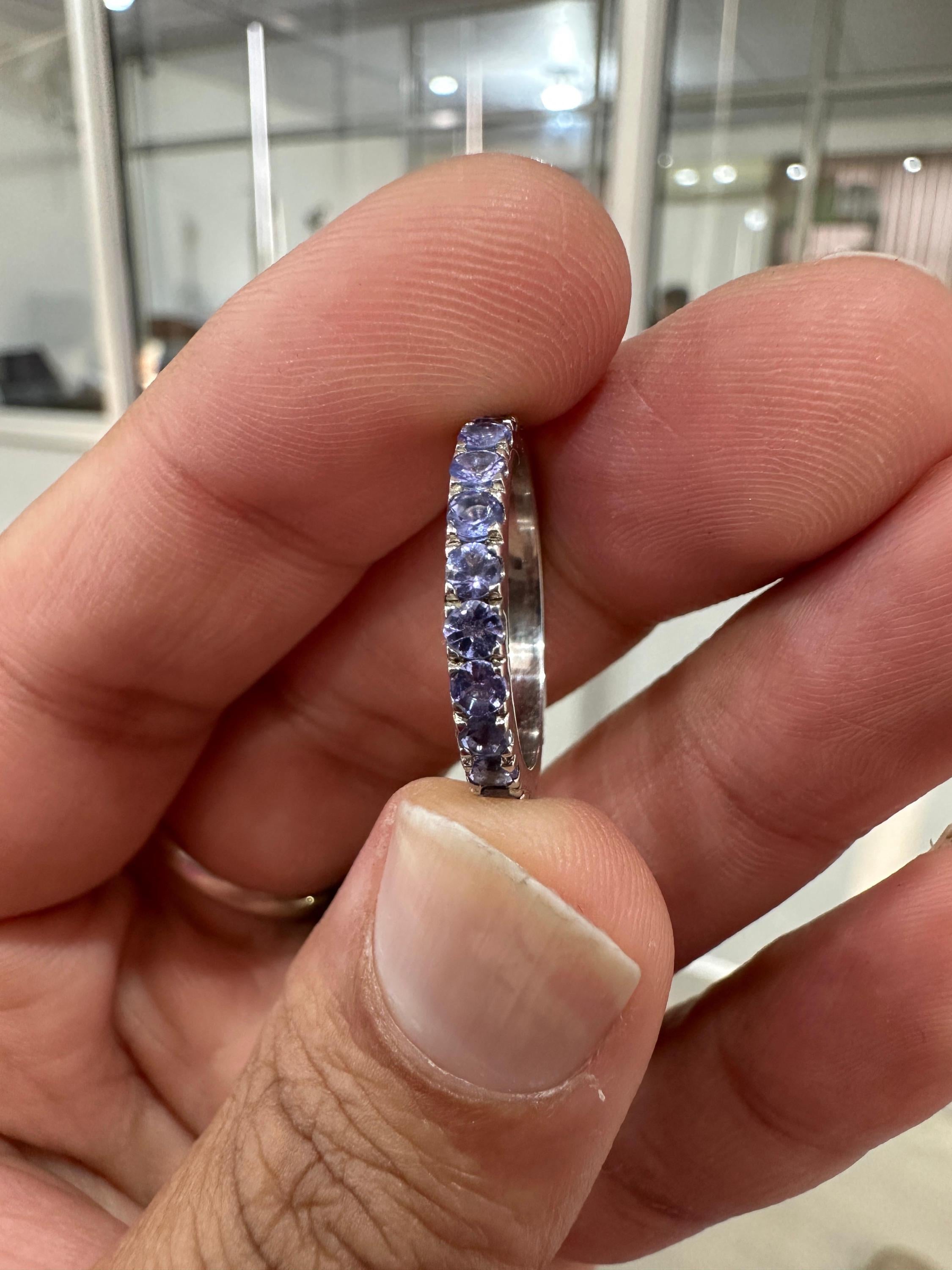 Tanzanite Eternity Band | 14K White Gold Wedding Ring