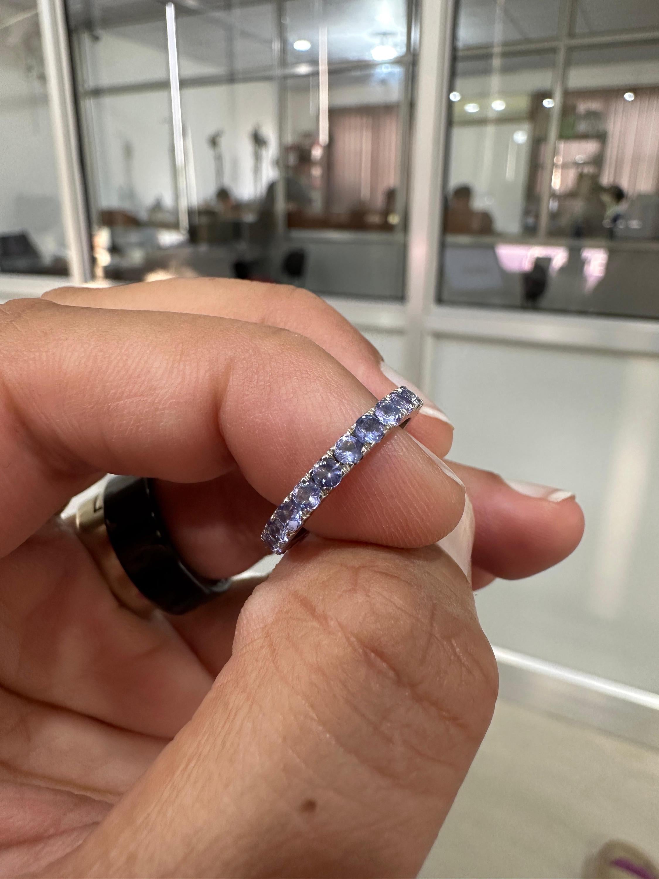 Tanzanite Eternity Band | 14K White Gold Wedding Ring