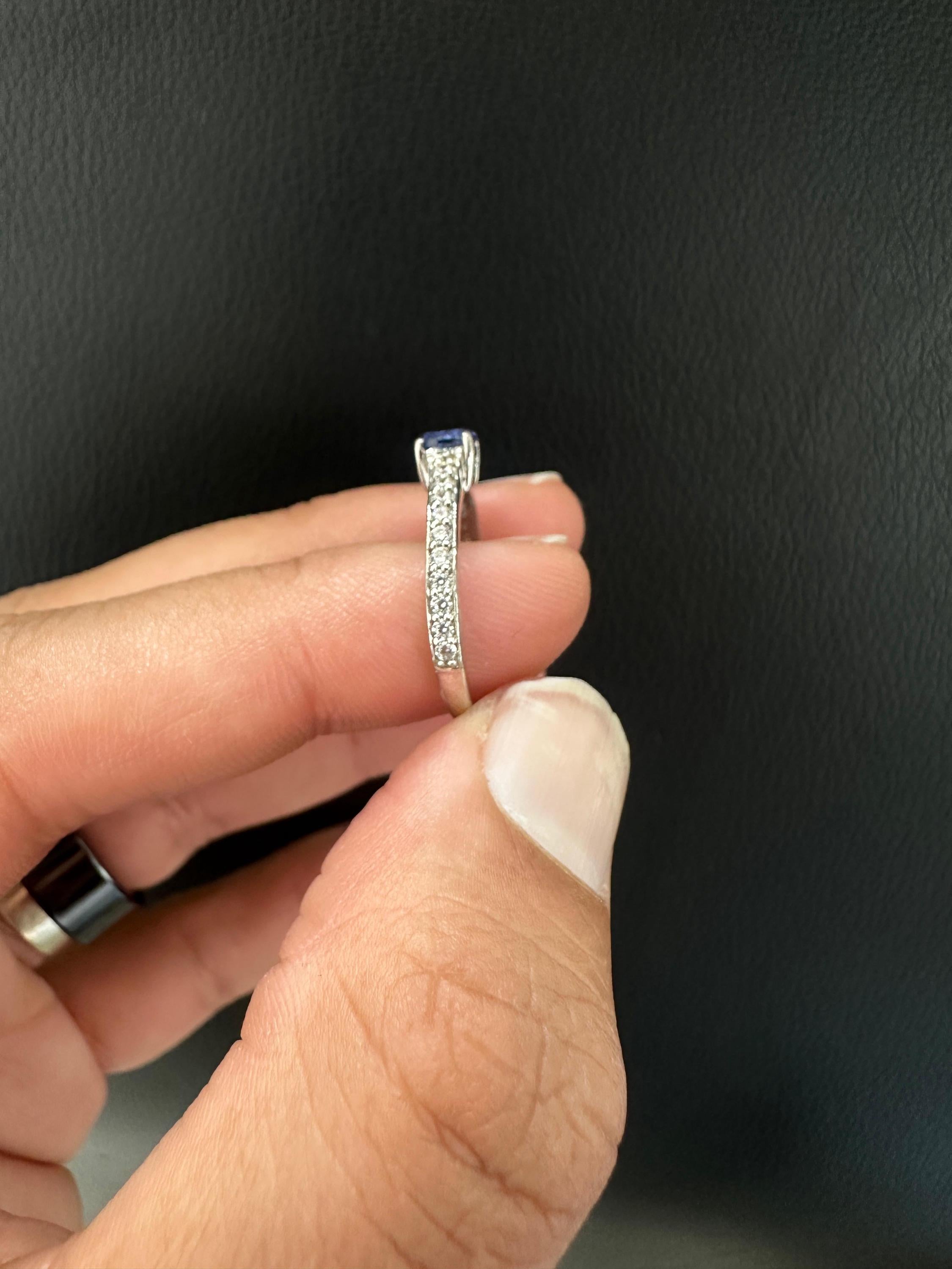 Natural Tanzanite Diamond Ring for women | 14K White Gold, Anniversary Gift for her