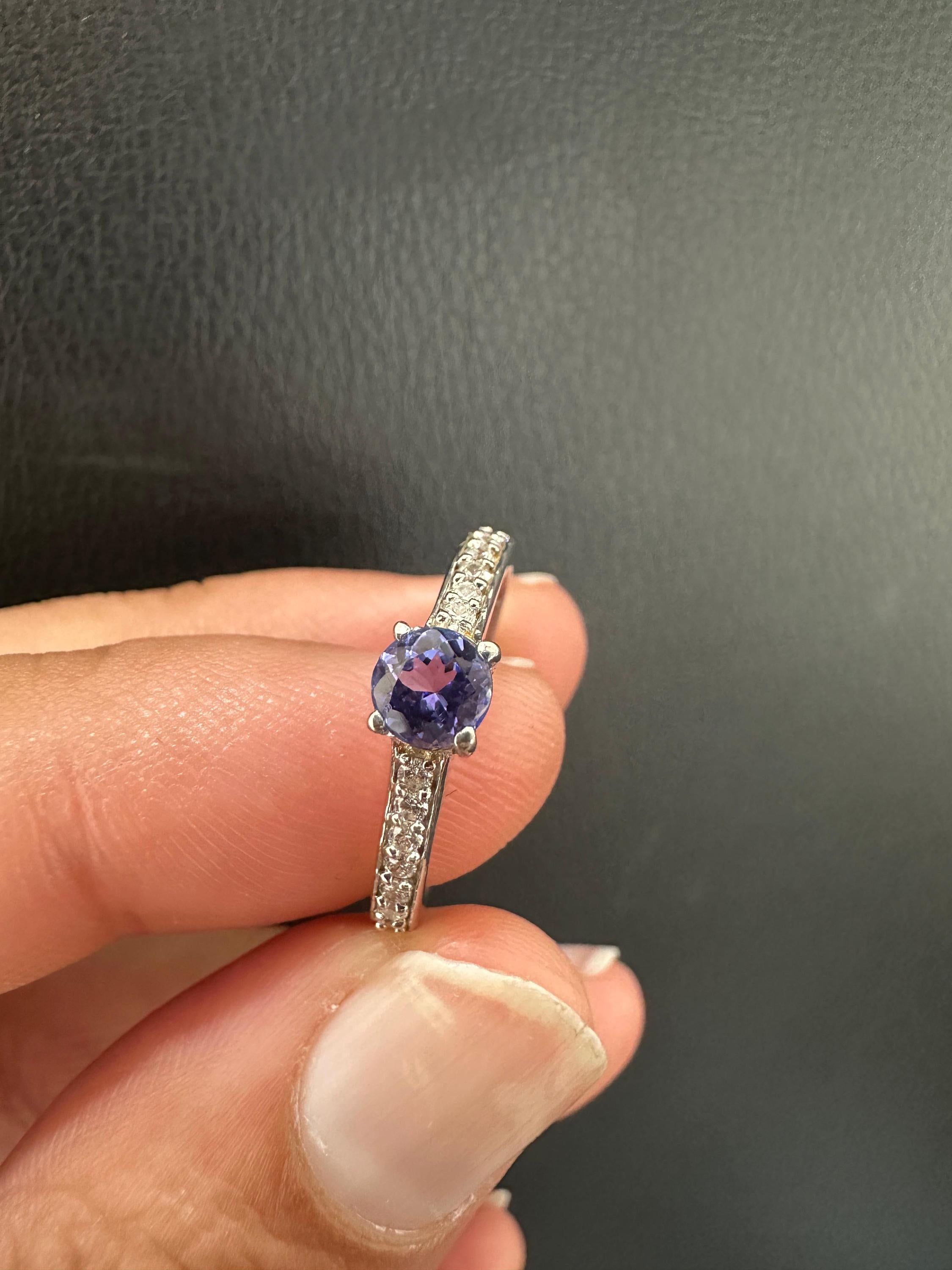 Natural Tanzanite Diamond Ring for women | 14K White Gold, Anniversary Gift for her