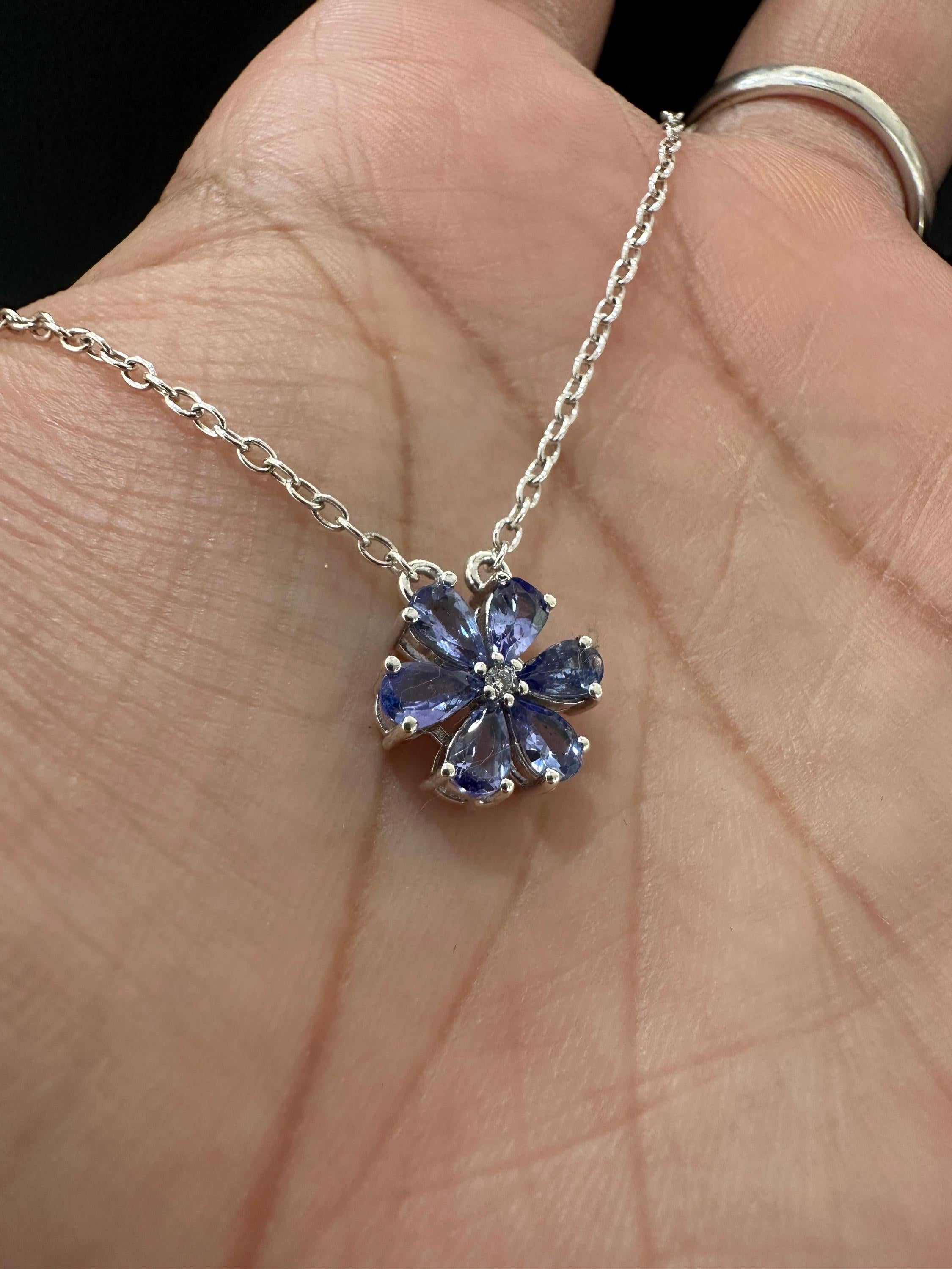 Floral Tanzanite Pendant Necklace | 925 Silver, December Birthstone Jewelry