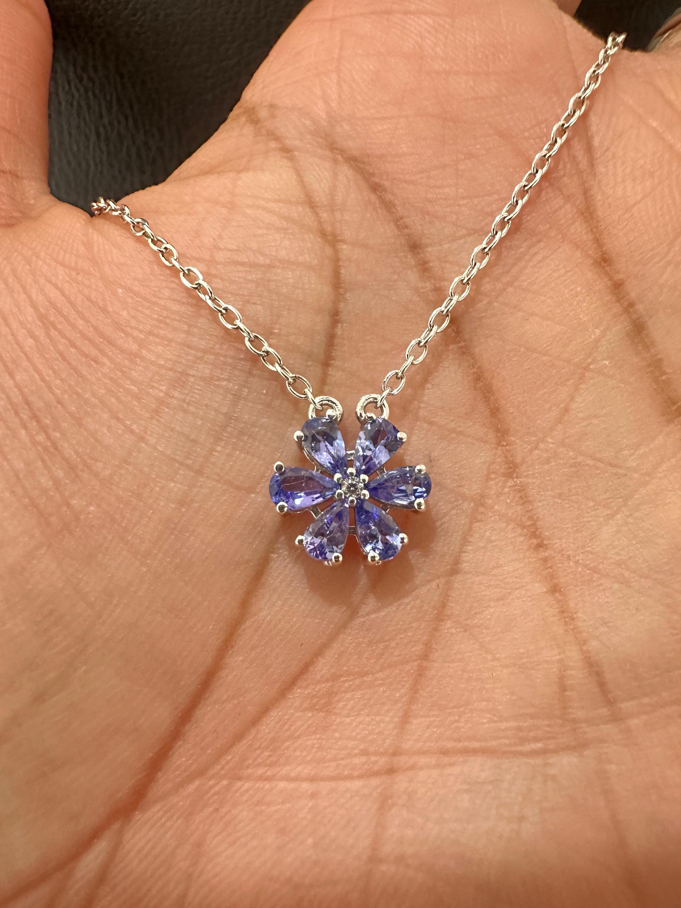 Floral Tanzanite Pendant Necklace | 925 Silver, December Birthstone Jewelry