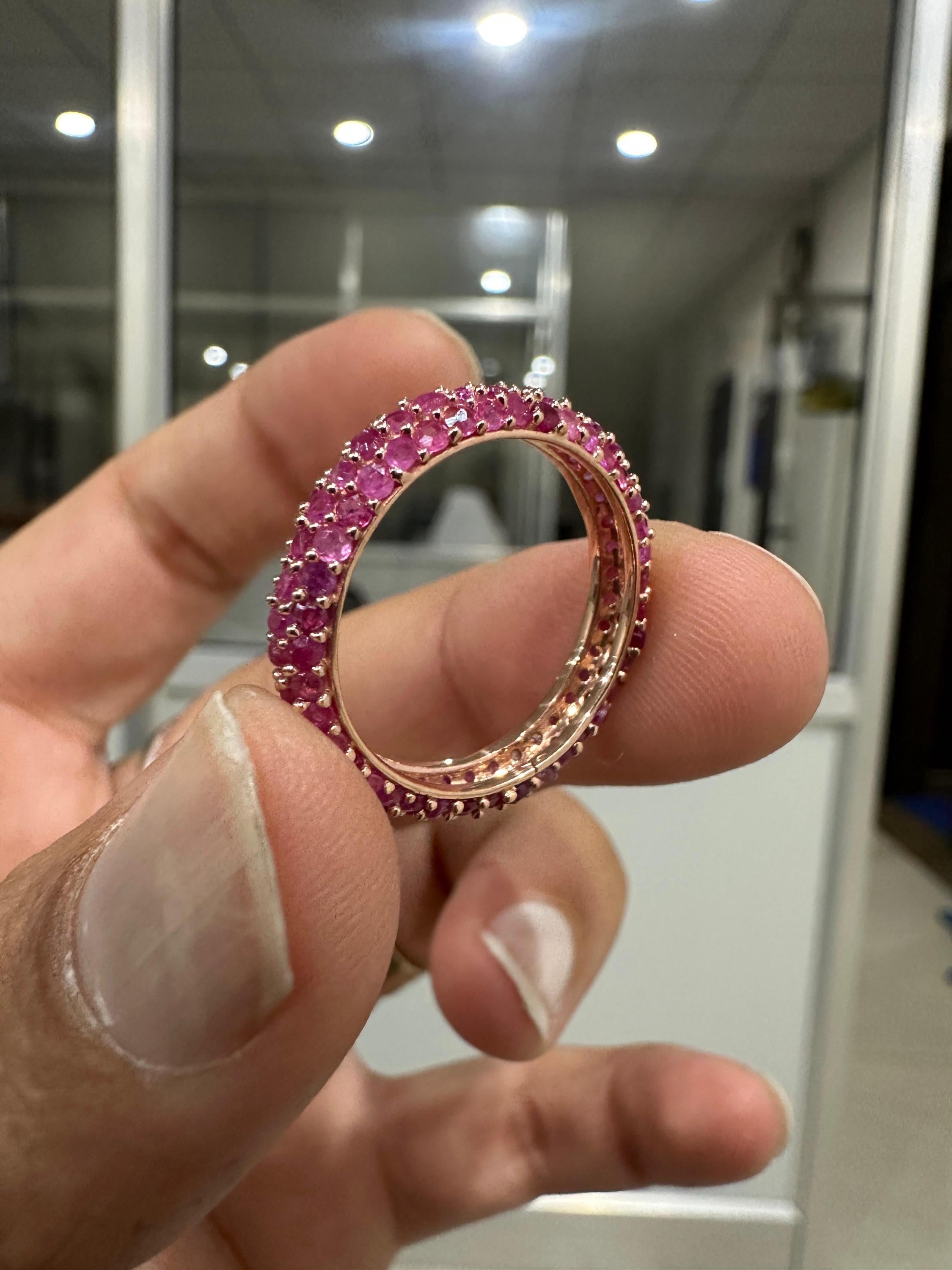 Natural Ruby 14K Gold Eternity Band | July Birthstone Ring