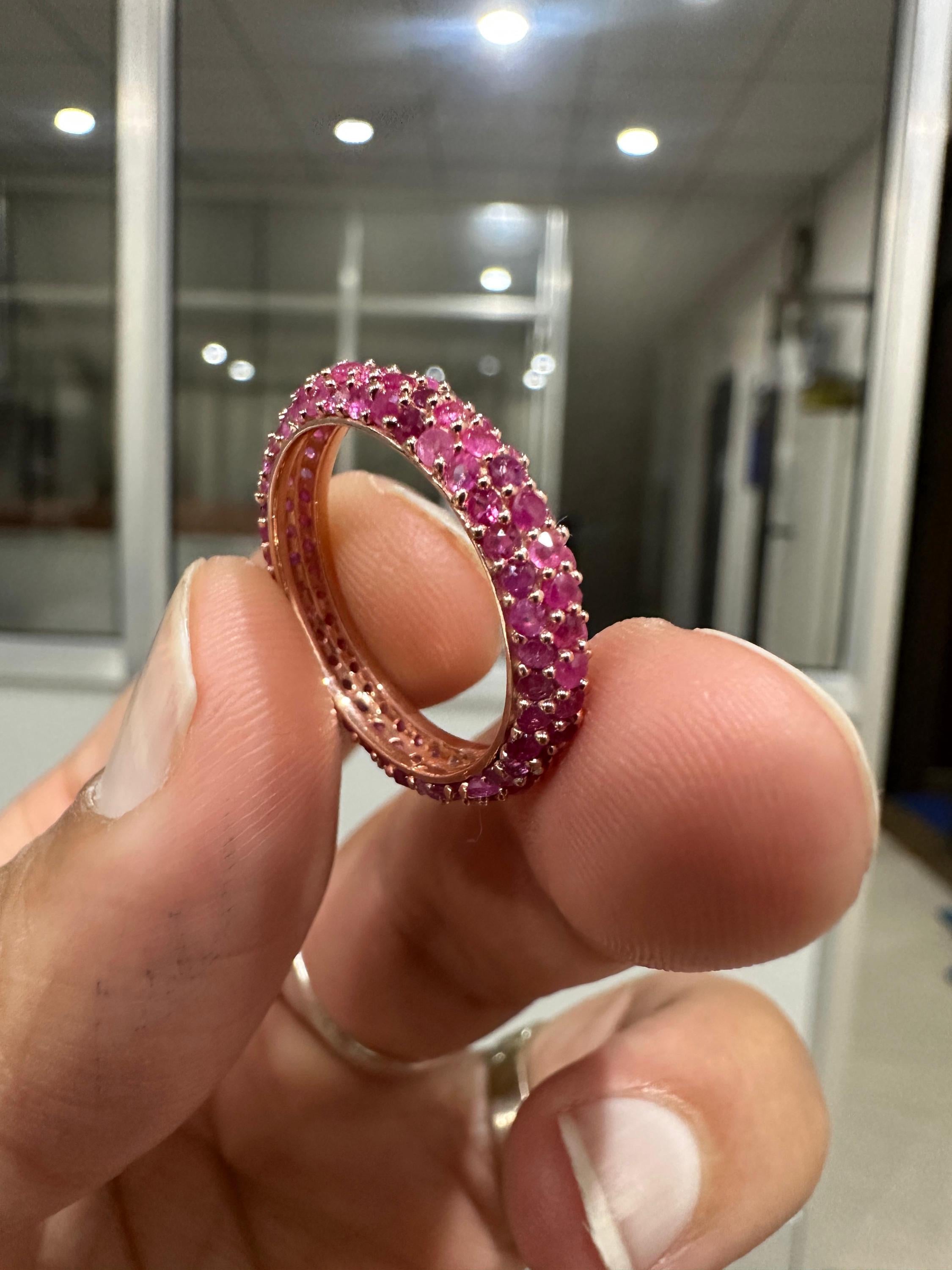 Natural Ruby 14K Gold Eternity Band | July Birthstone Ring