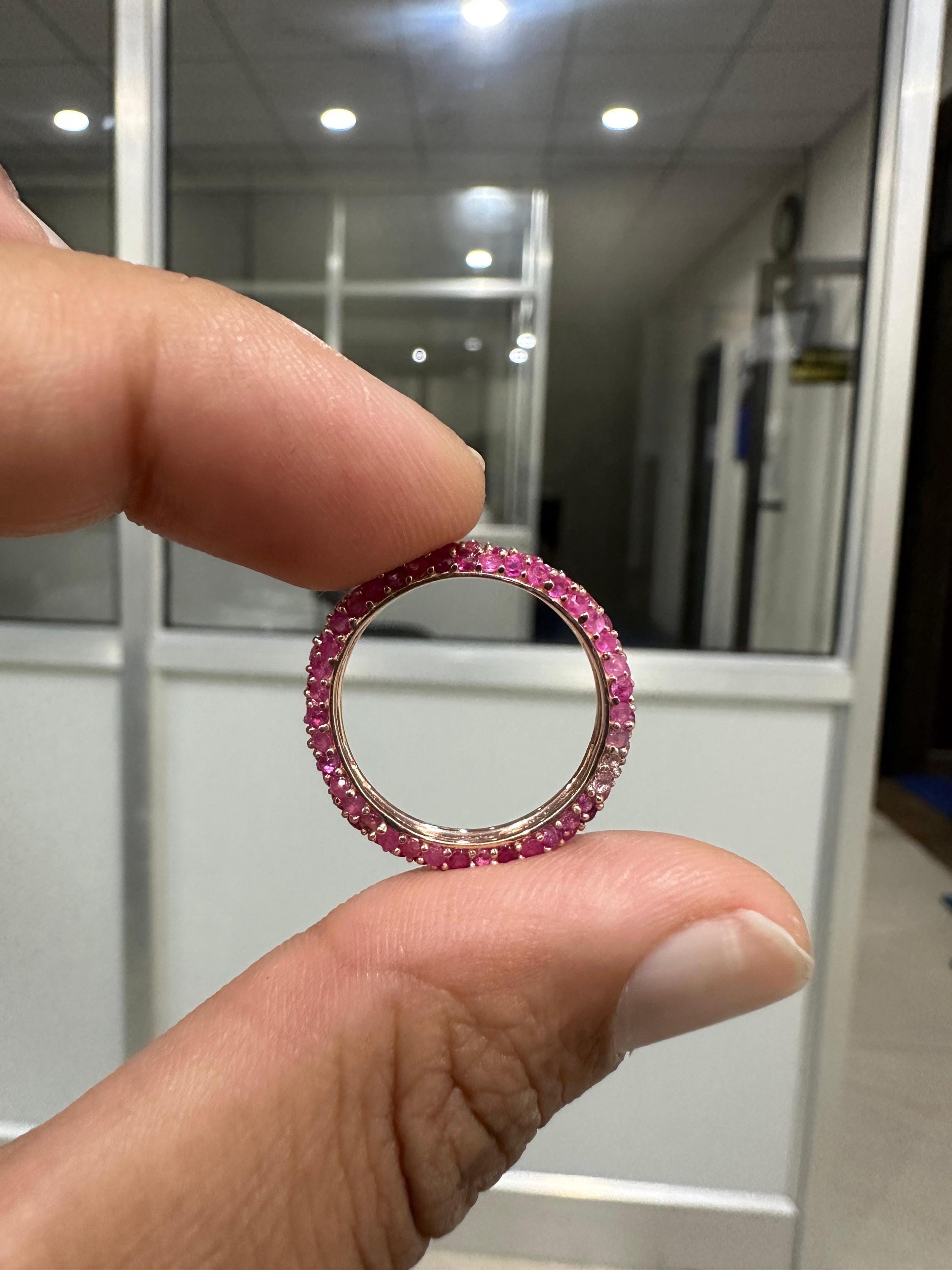 Natural Ruby 14K Gold Eternity Band | July Birthstone Ring