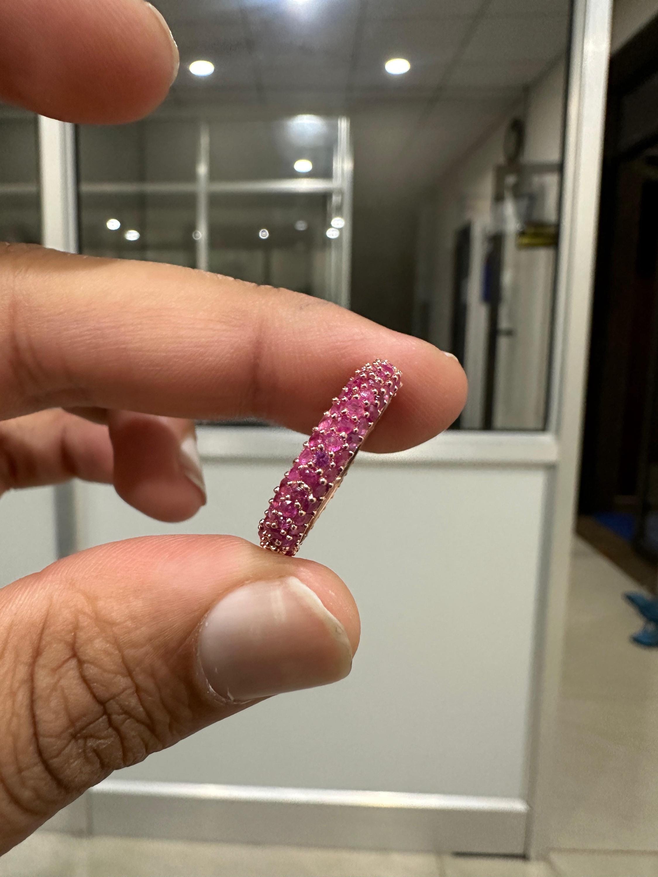 Natural Ruby 14K Gold Eternity Band | July Birthstone Ring