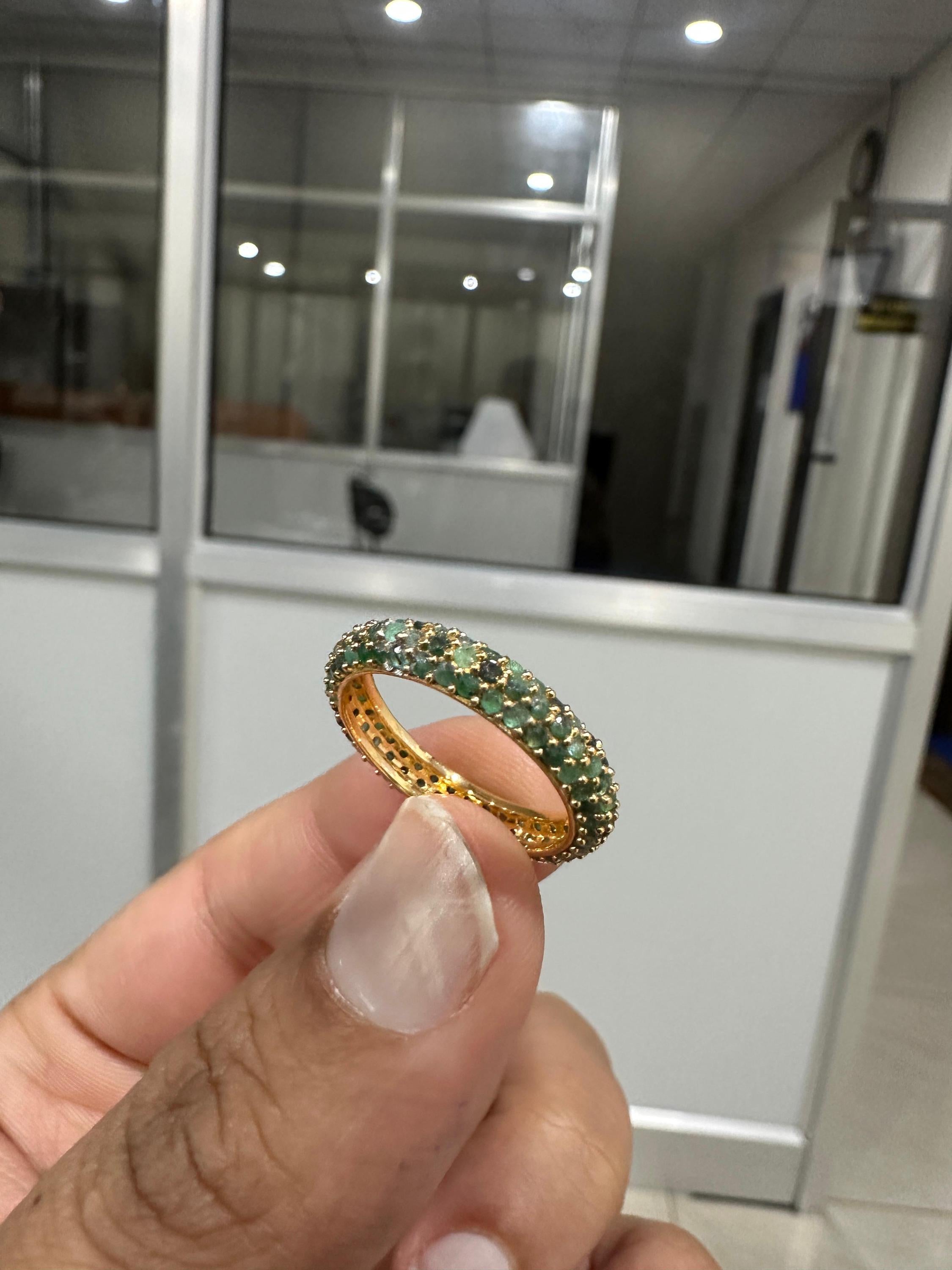 Natural Emerald Eternity Band | 14K Gold Ring, May Birthstone