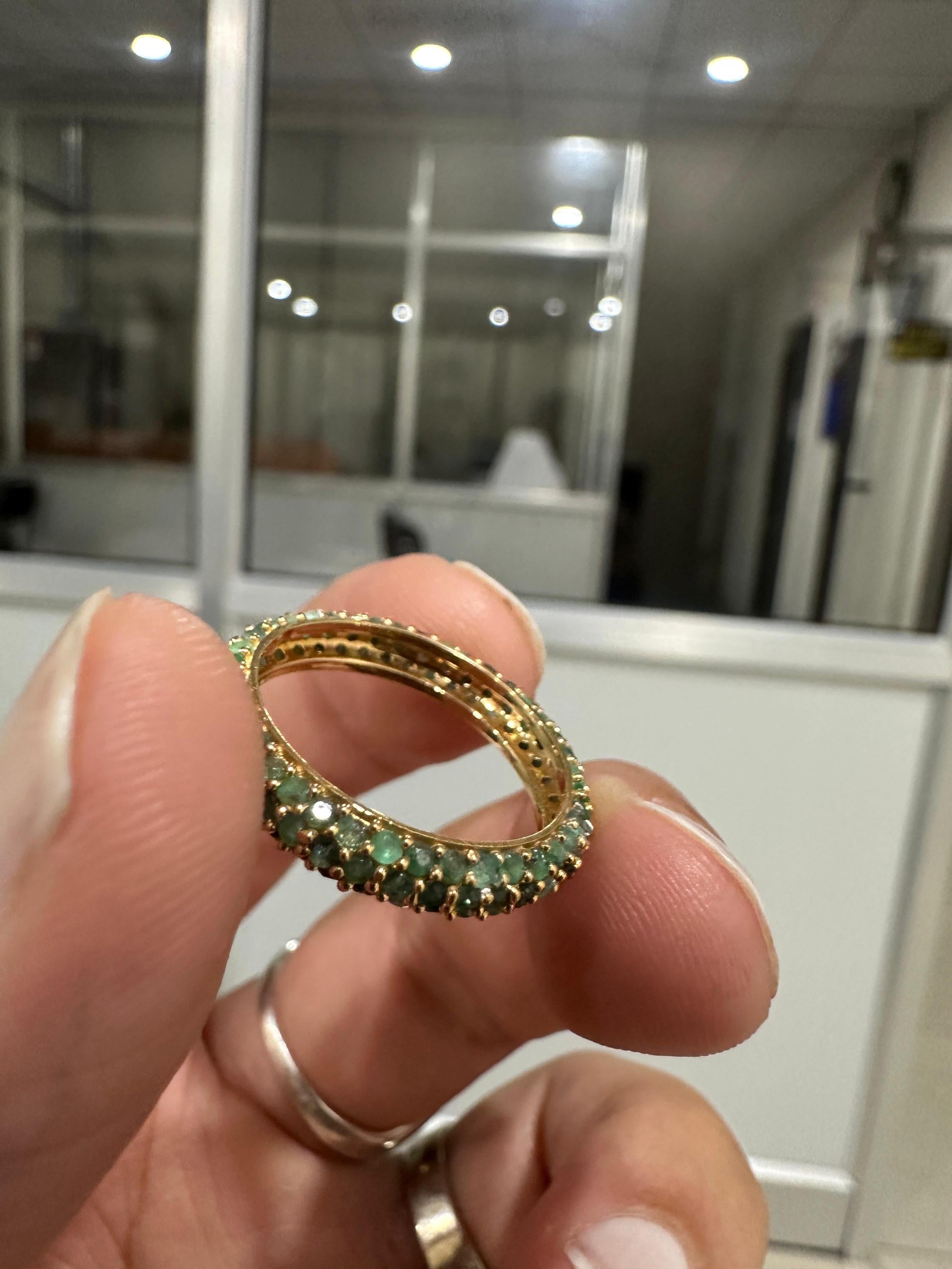 Natural Emerald Eternity Band | 14K Gold Ring, May Birthstone