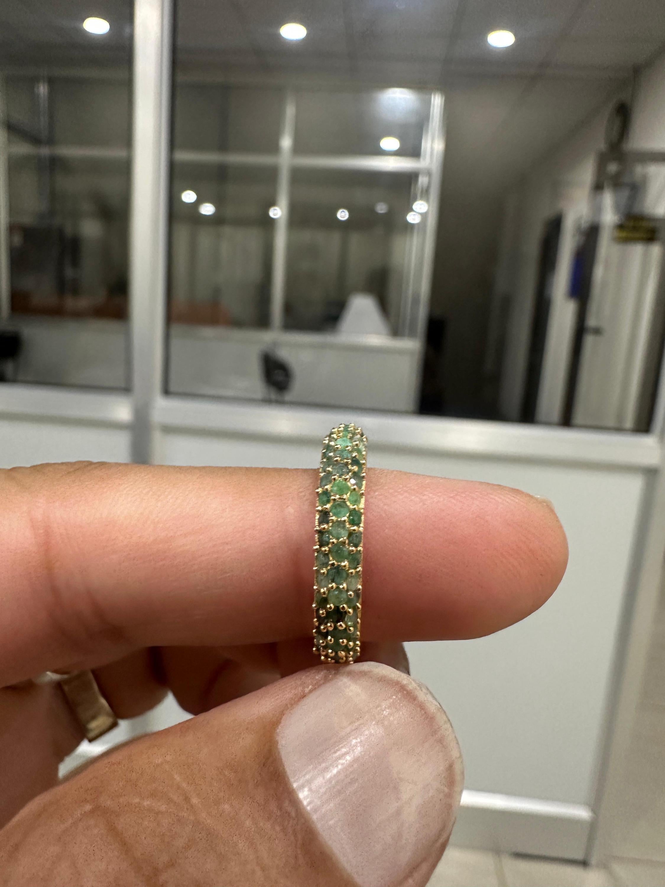 Natural Emerald Eternity Band | 14K Gold Ring, May Birthstone