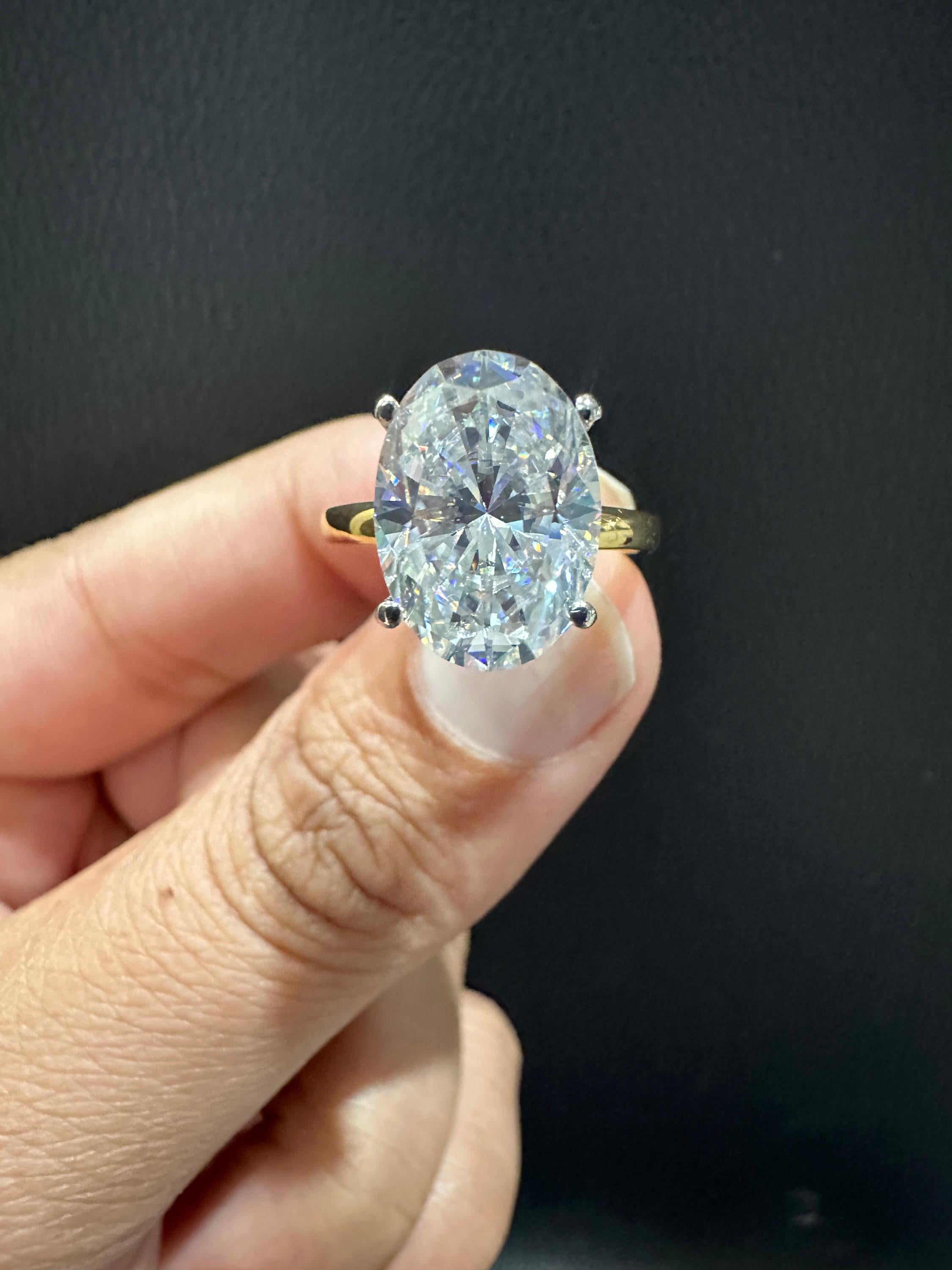 6CT Oval Moissanite Engagement Ring | 14K Yellow Gold | Classic Solitaire Ring