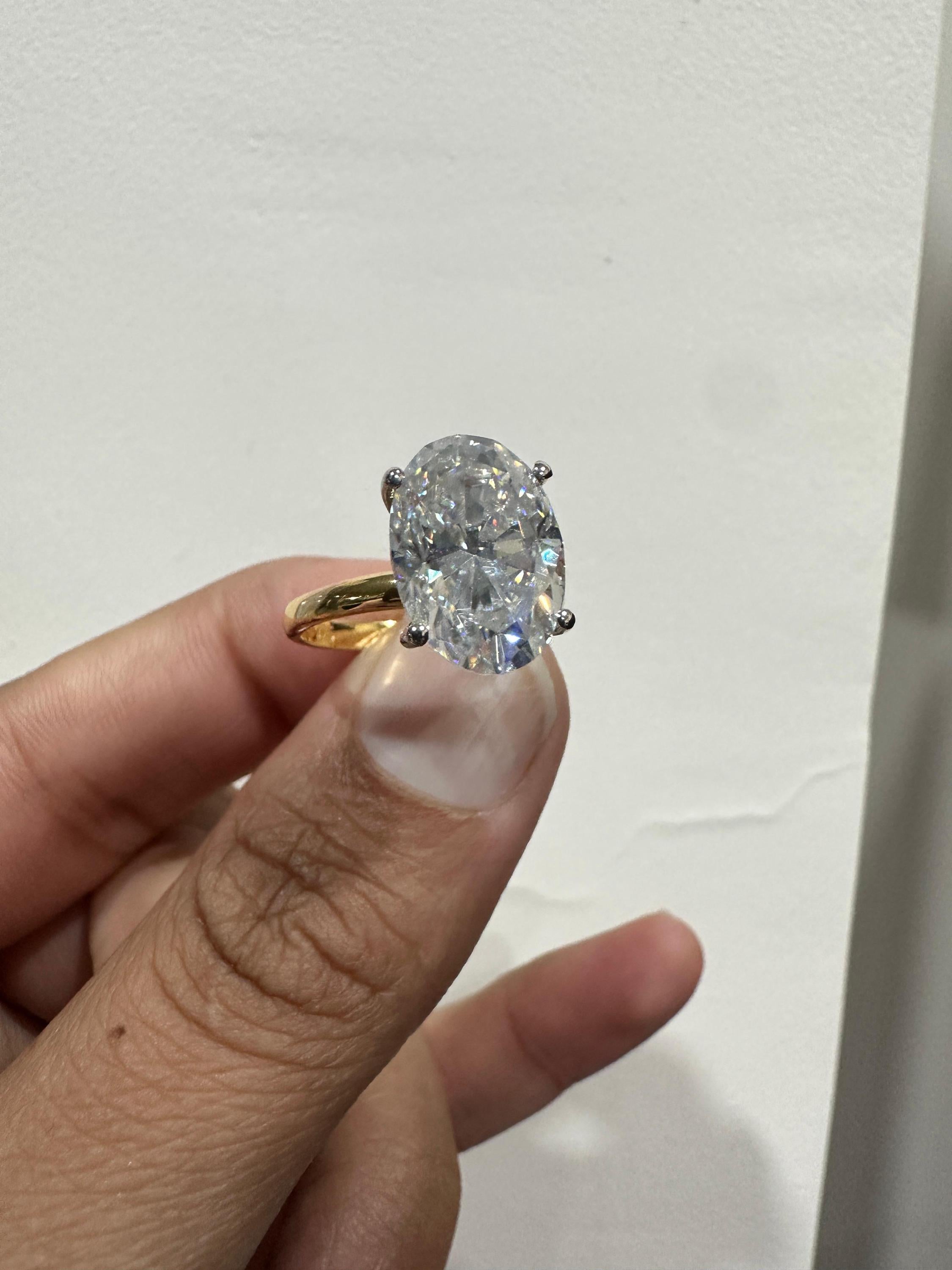 6CT Oval Moissanite Engagement Ring | 14K Yellow Gold | Classic Solitaire Ring
