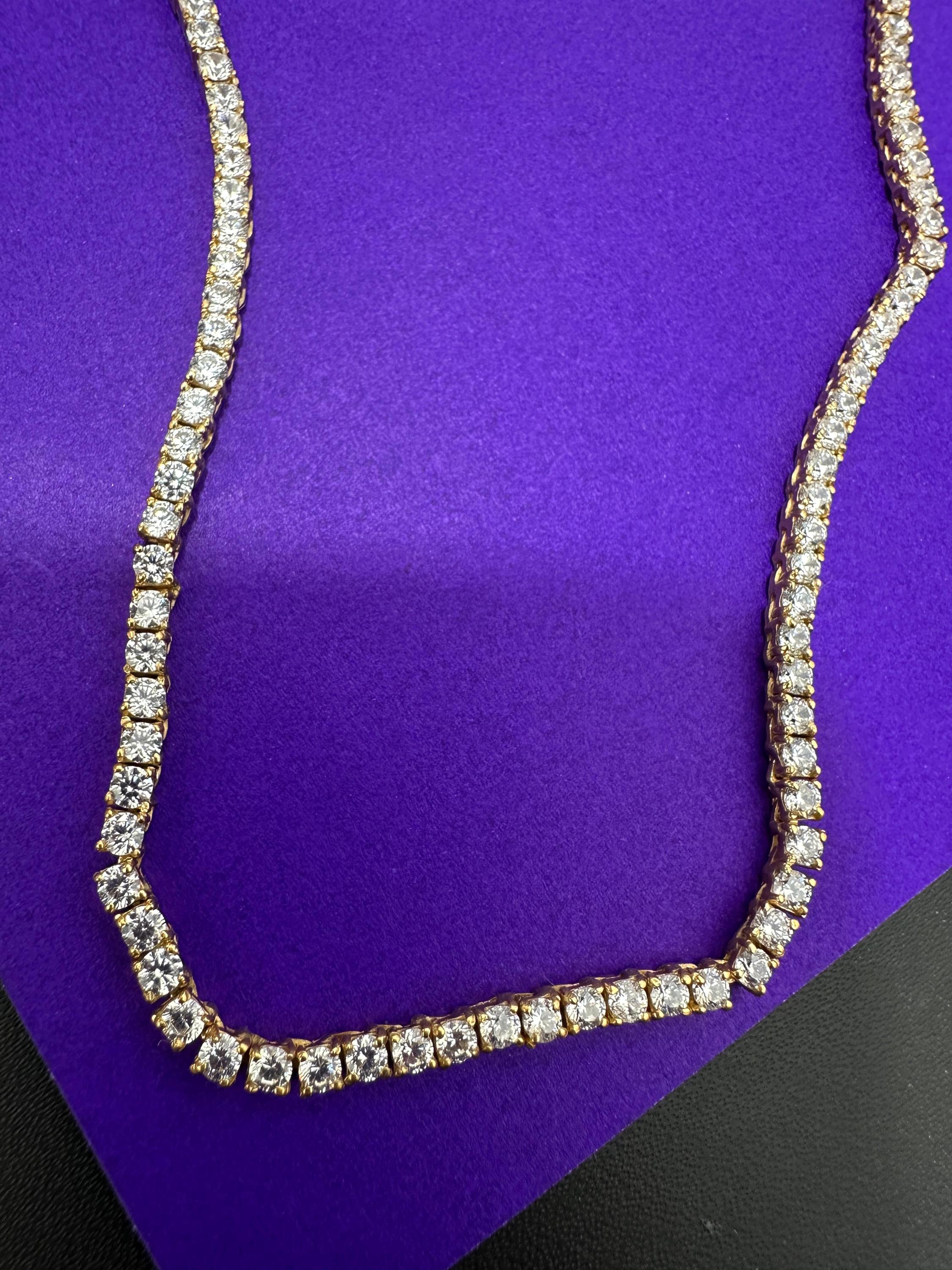 Classic Moissanite Tennis Necklace | 14K Gold Finish, Fine Jewelry Gift