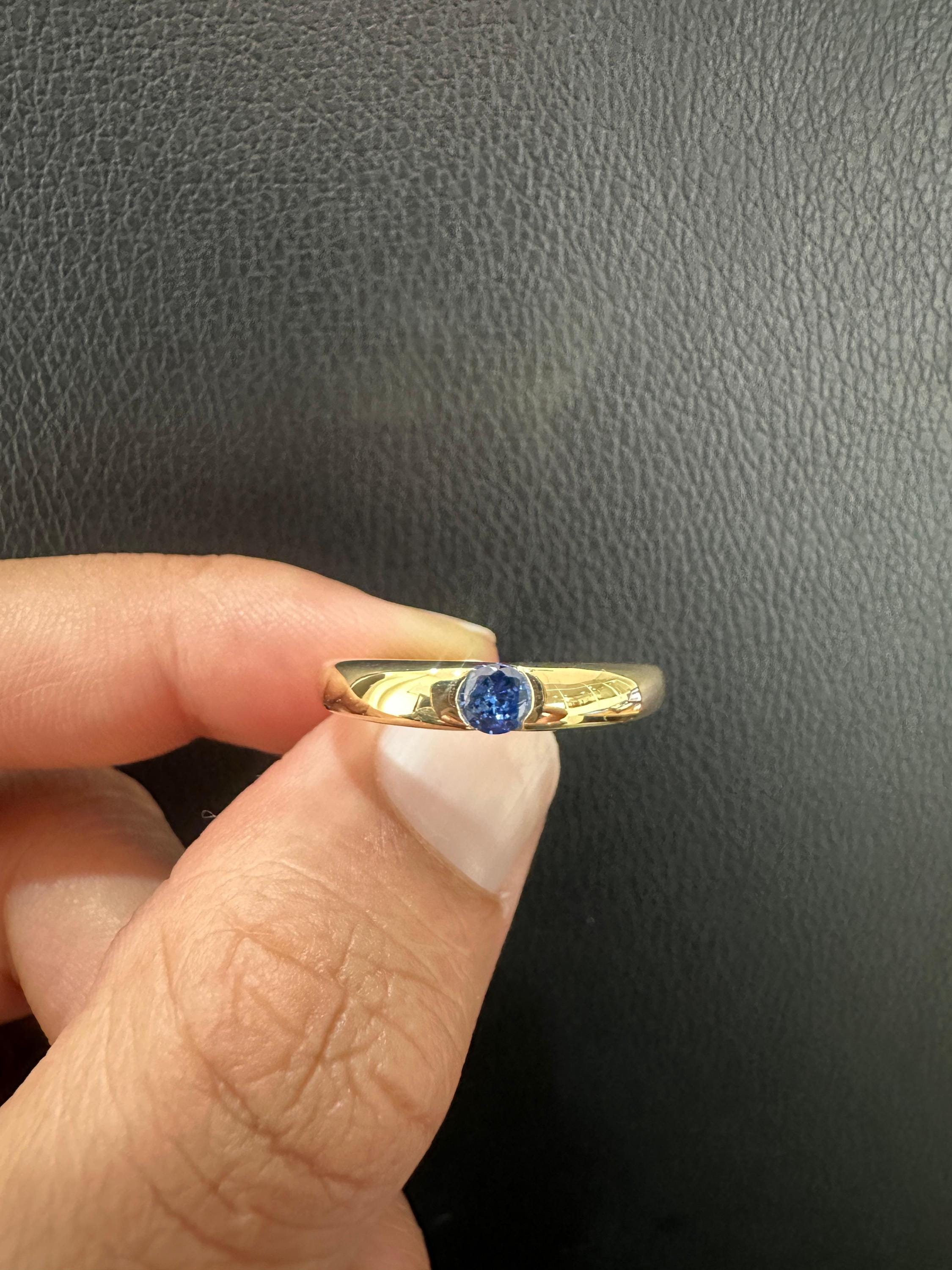 14K Gold Tanzanite Engagement Ring | Minimalist Promise Band