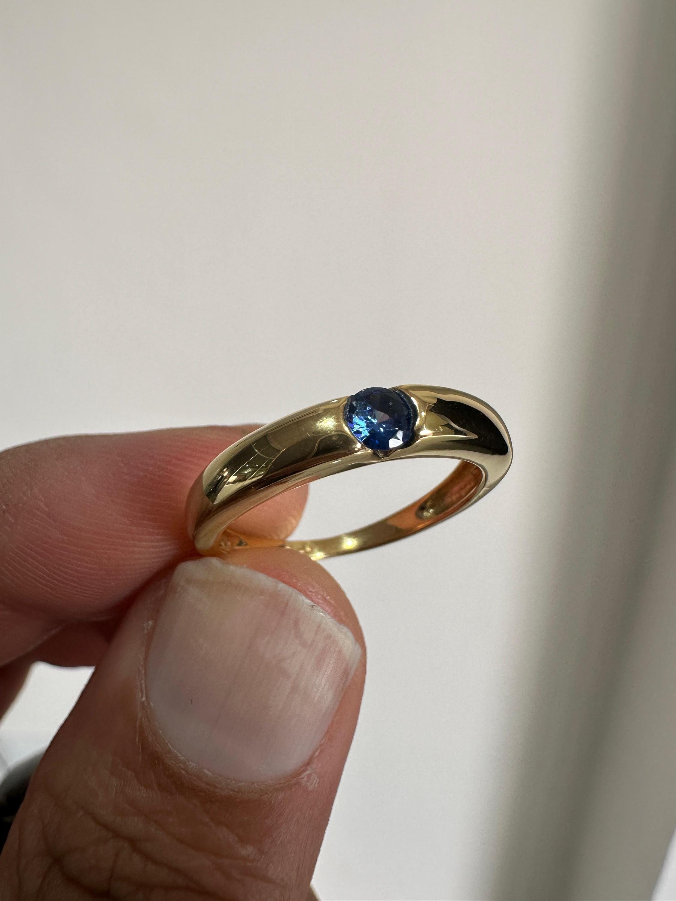 14K Gold Tanzanite Engagement Ring | Minimalist Promise Band