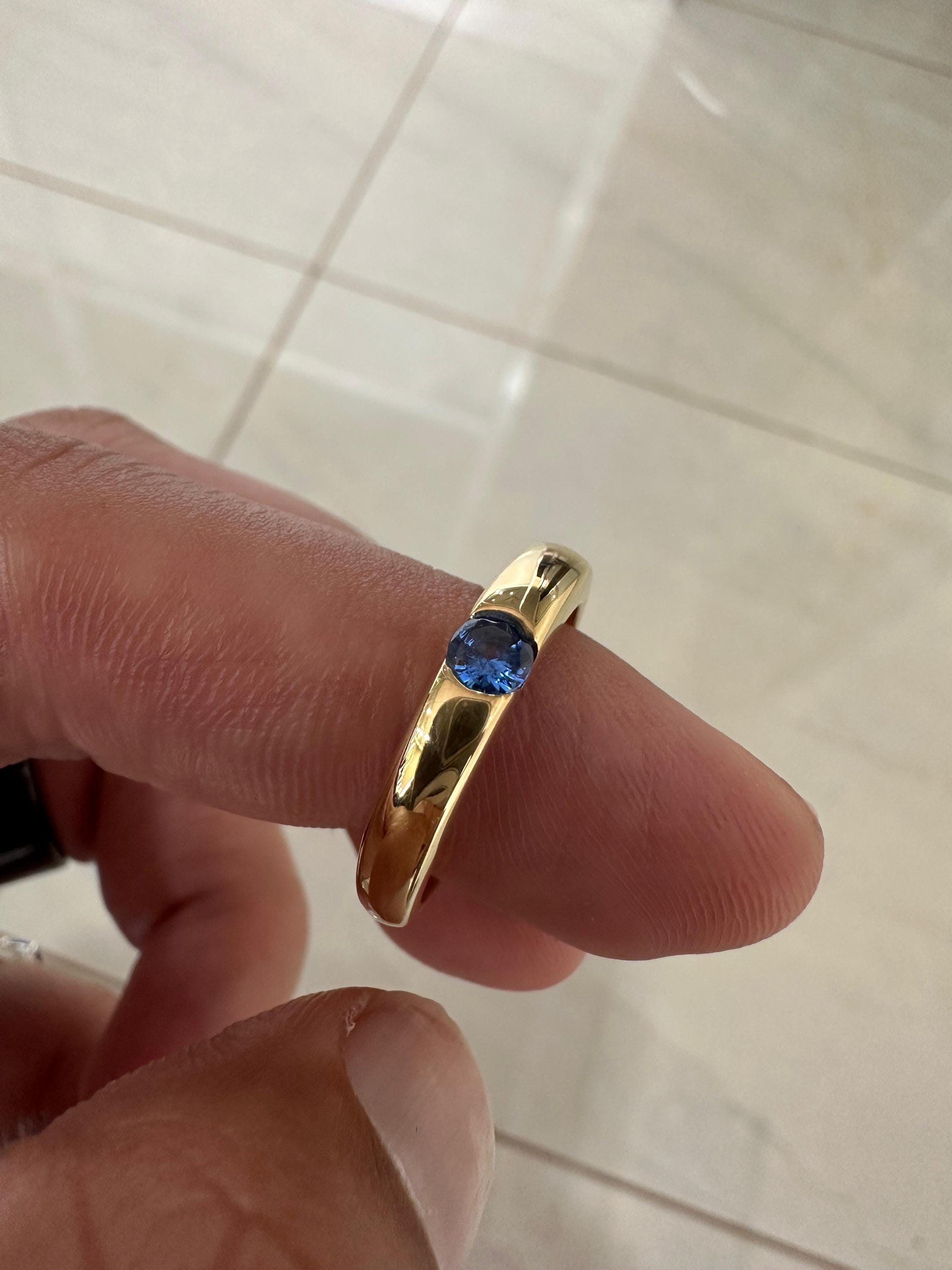 14K Gold Tanzanite Engagement Ring | Minimalist Promise Band