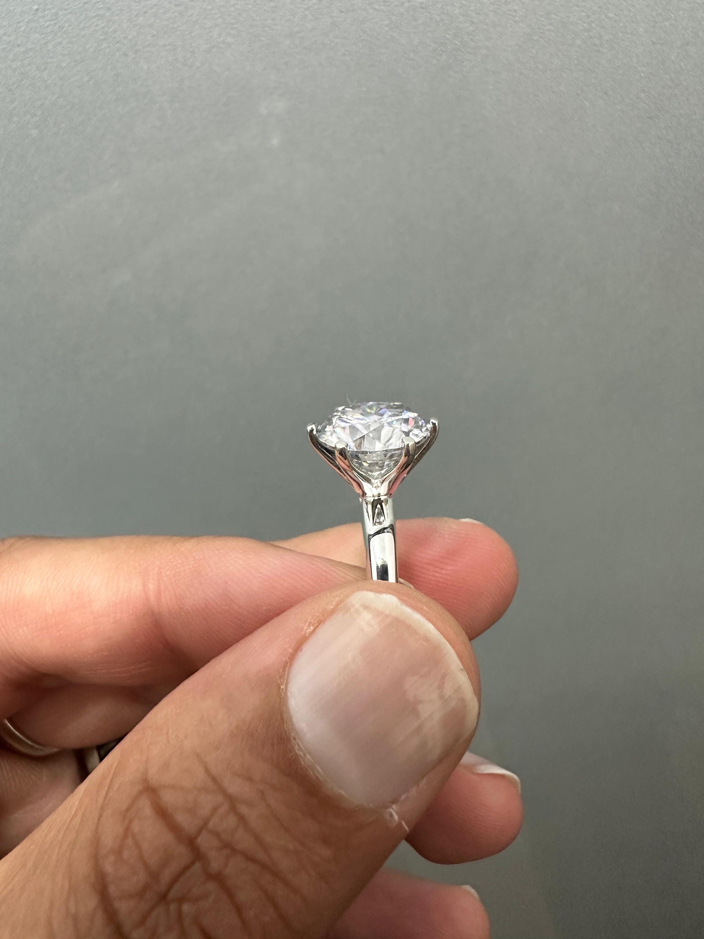 5 CT Solitaire Engagement Ring | 14K White Gold Finish, Six Prong