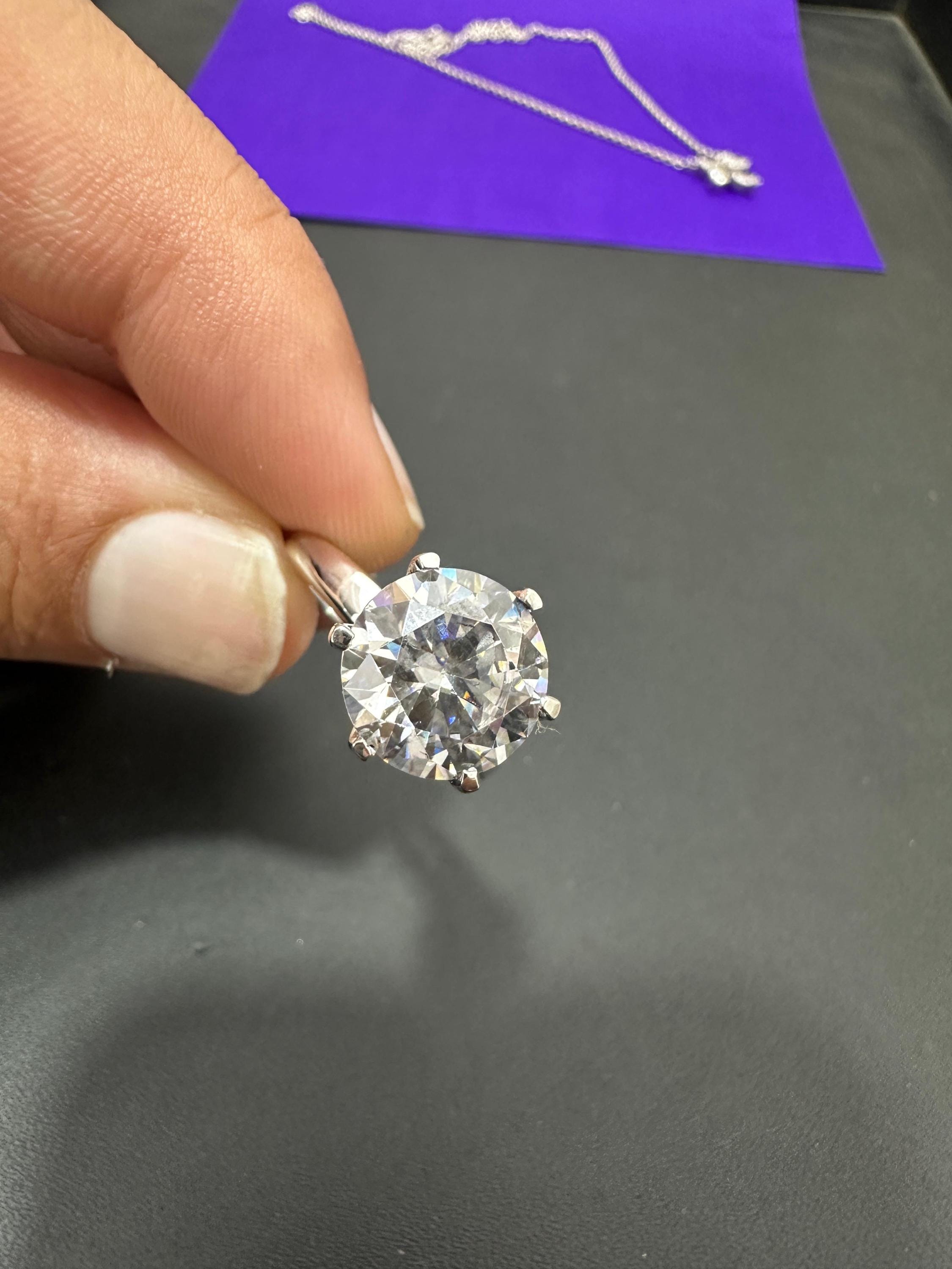 5 CT Solitaire Engagement Ring | 14K White Gold Finish, Six Prong