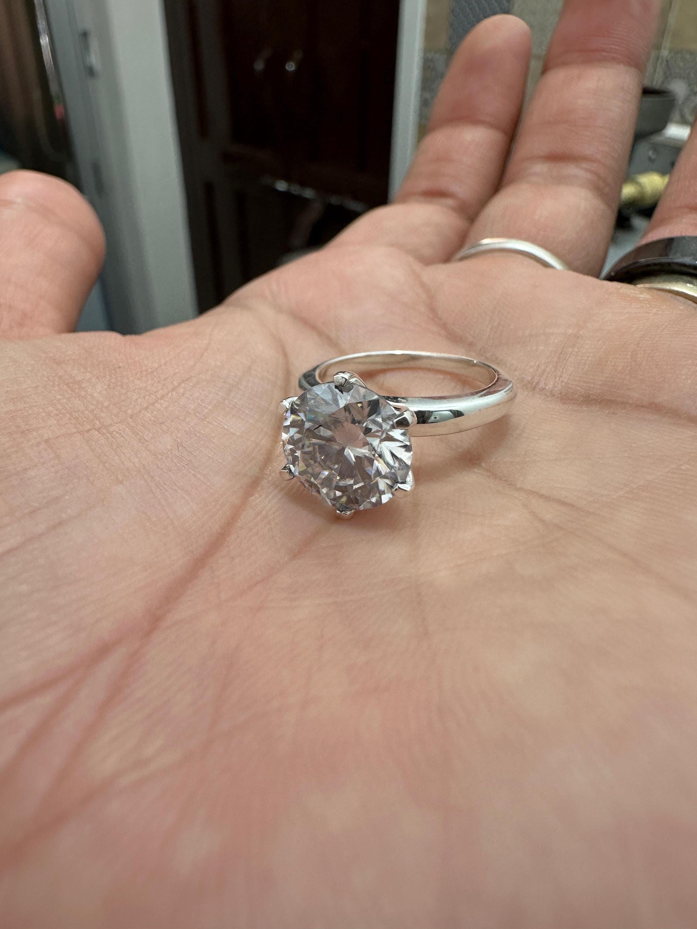 5 CT Solitaire Engagement Ring | 14K White Gold Finish, Six Prong