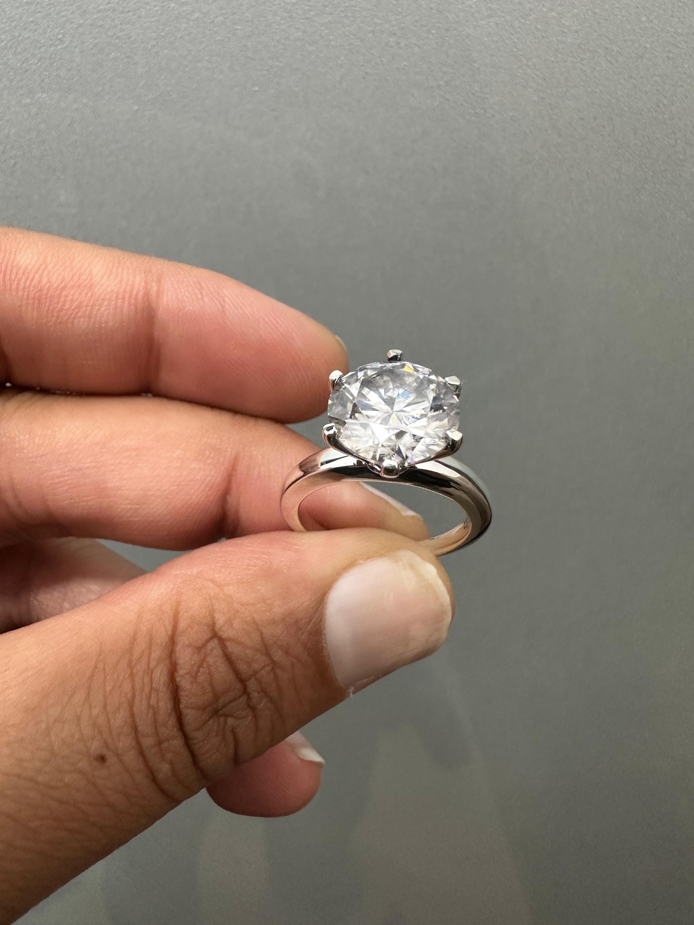 5 CT Solitaire Engagement Ring | 14K White Gold Finish, Six Prong