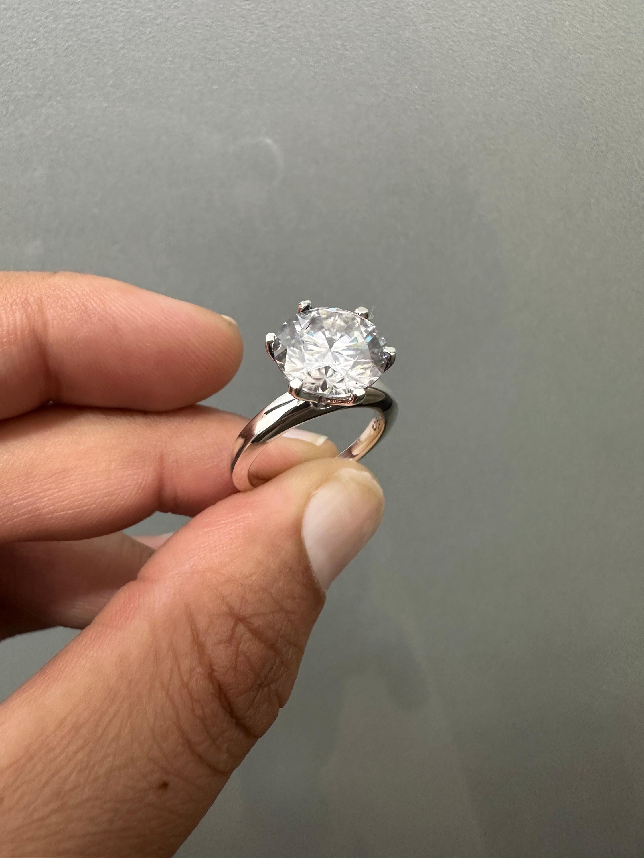5 CT Solitaire Engagement Ring | 14K White Gold Finish, Six Prong