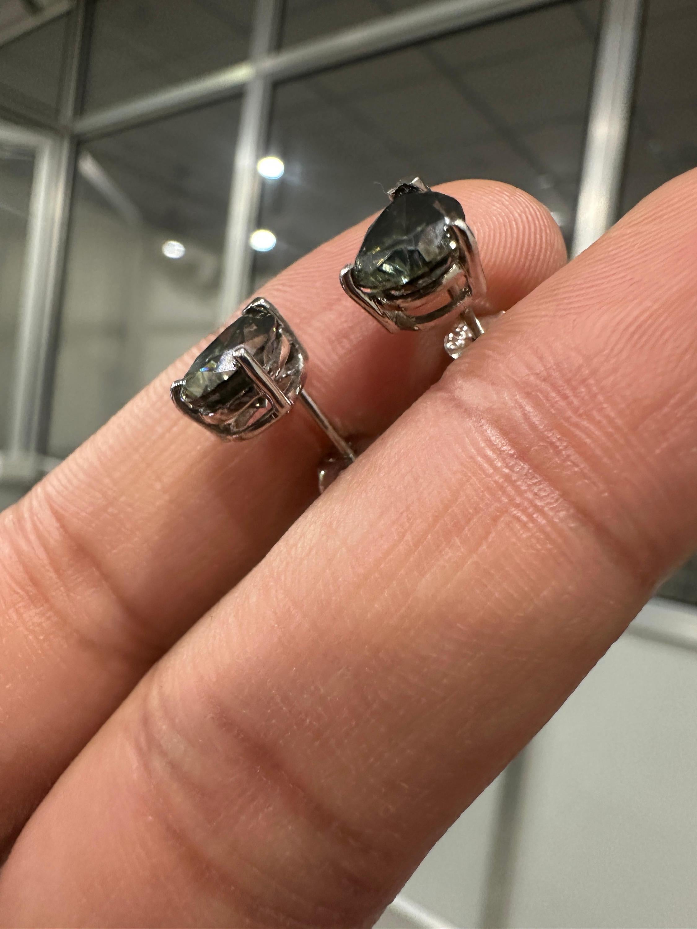 Alexandrite Stud Earrings: Pear Cut Moissanite, 925 Silver Jewelry