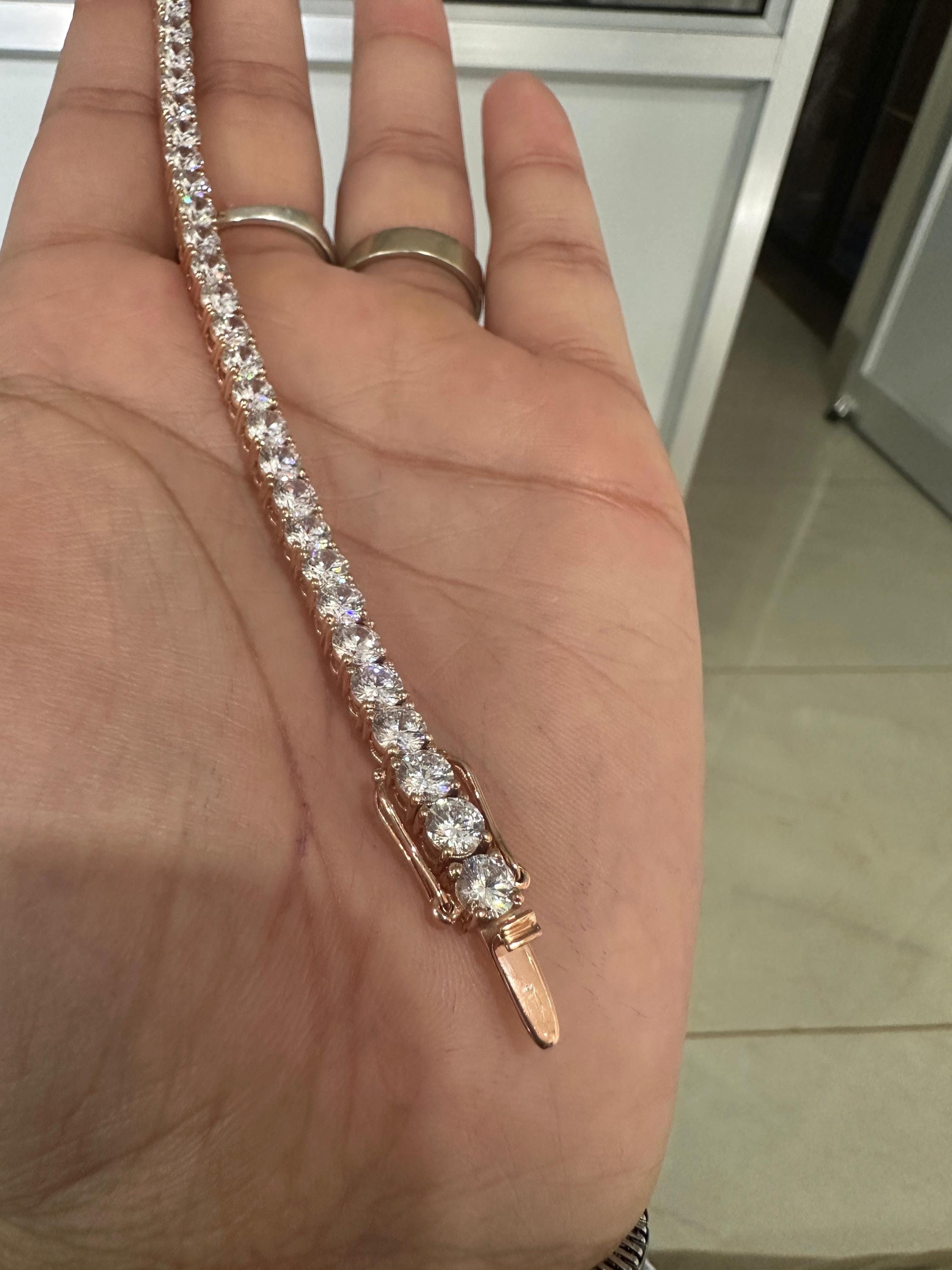14K Rose Gold Moissanite Tennis Bracelet | Luxury Bracelet for Gift