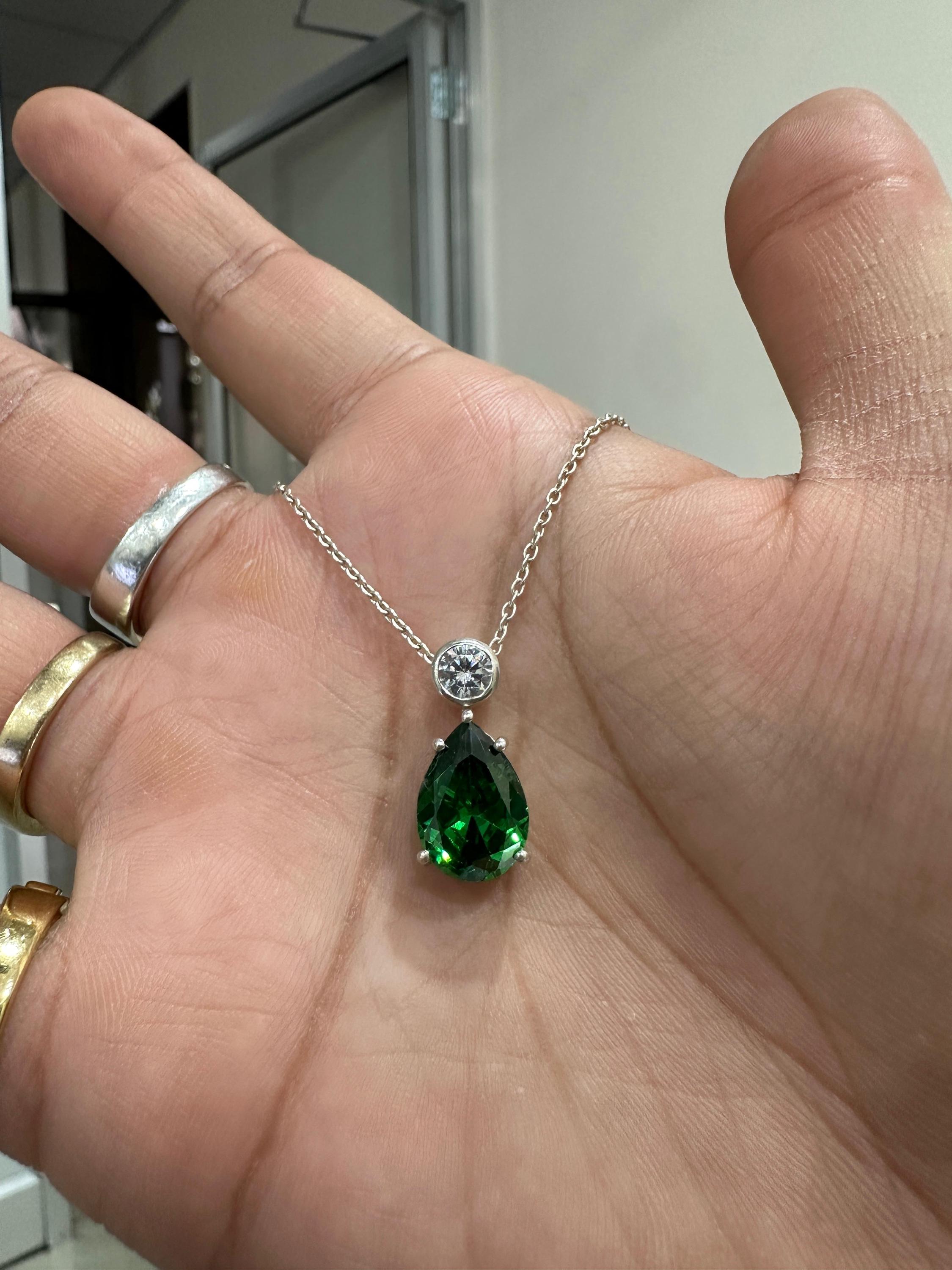 Pear Teardrop Emerald Pendant | Unique 6 CT Heirloom Jewelry for her