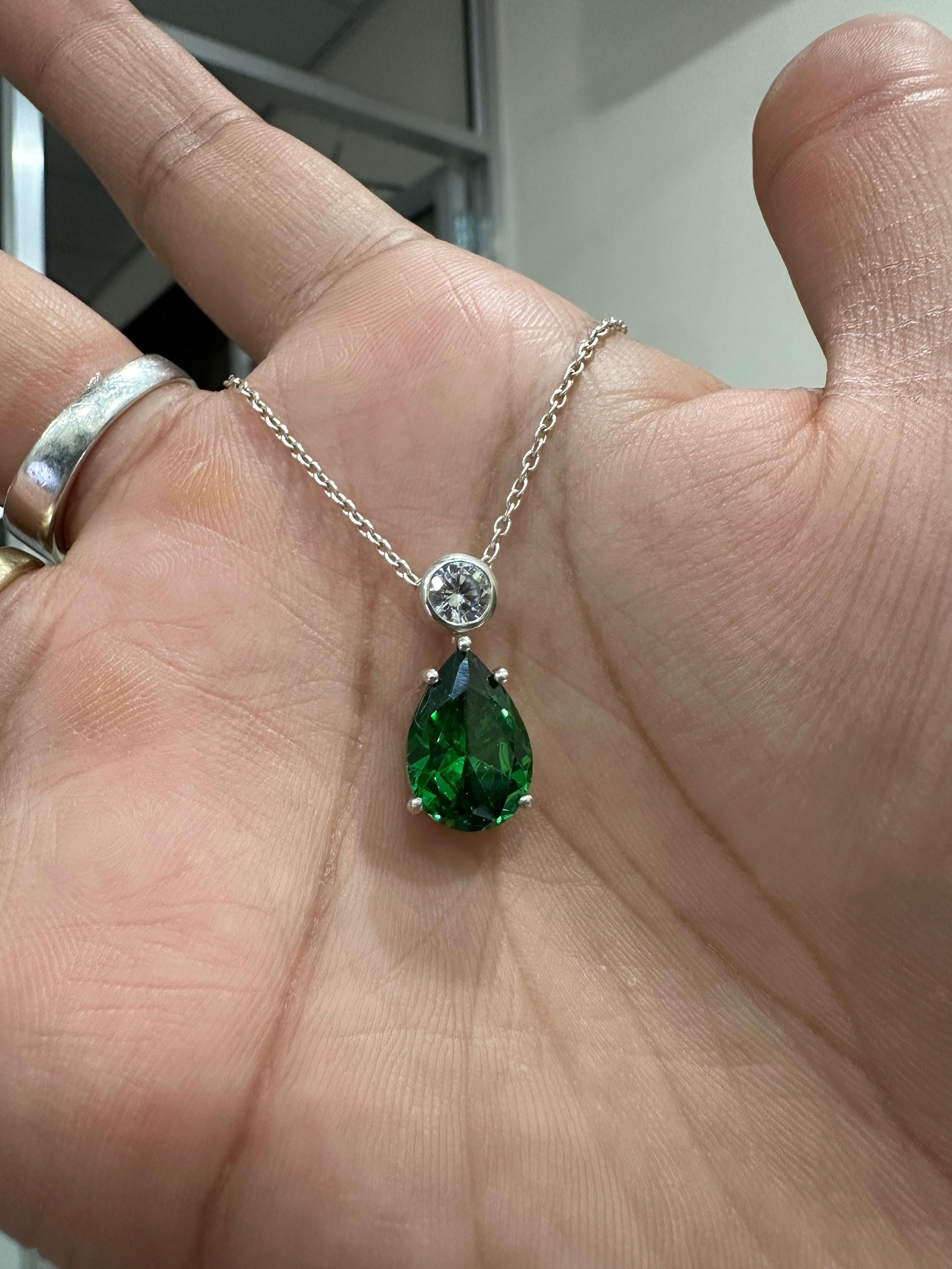 Pear Teardrop Emerald Pendant | Unique 6 CT Heirloom Jewelry for her