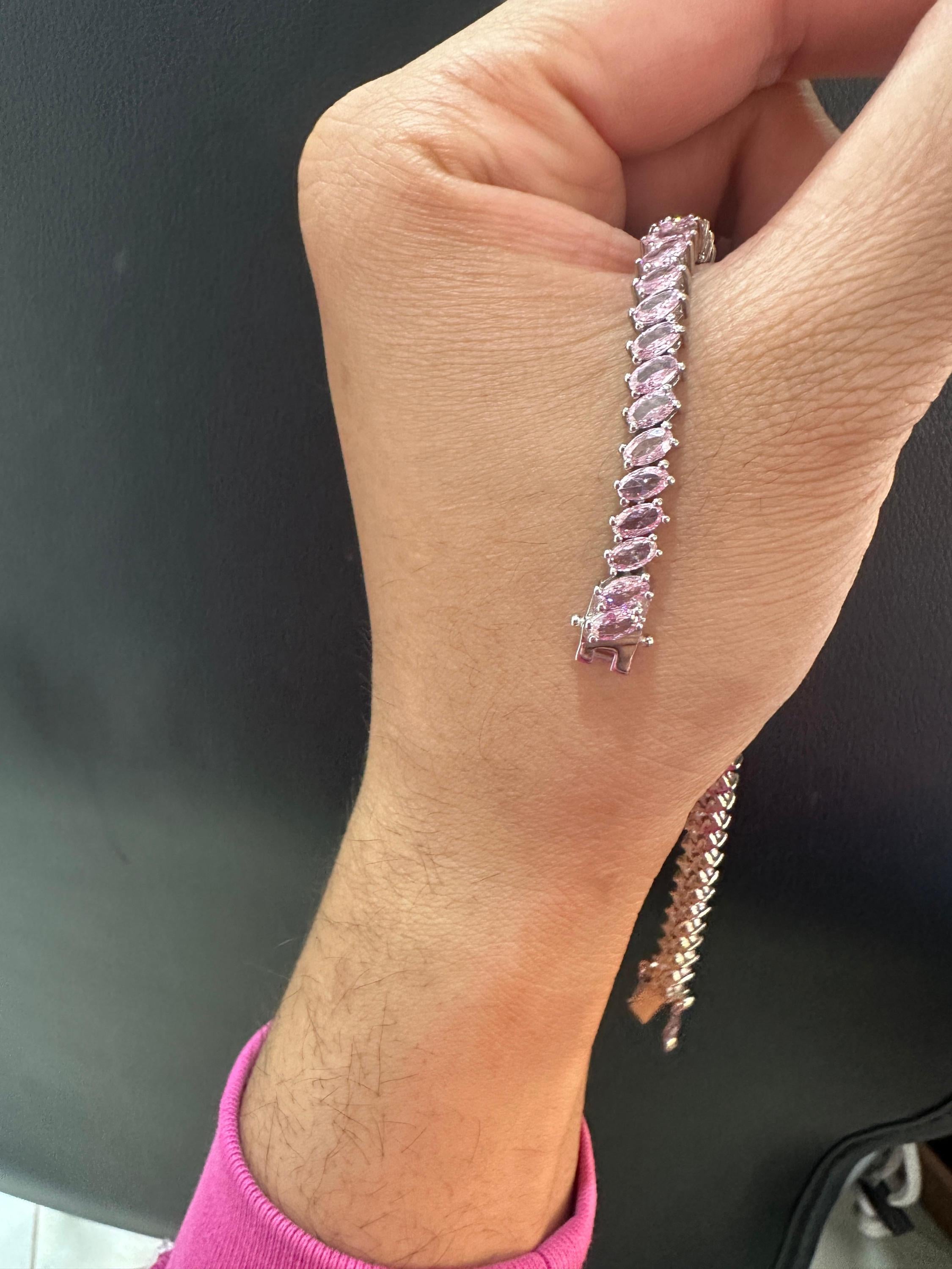 Pink Diamond Oval Cut Tennis Bracelet | 925 Sterling Silver