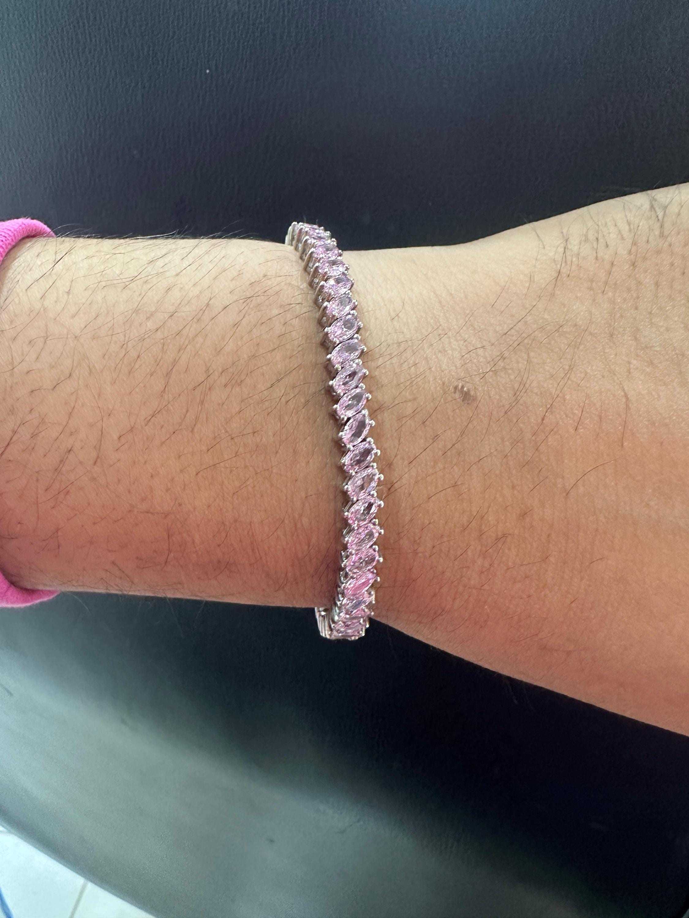 Pink Diamond Oval Cut Tennis Bracelet | 925 Sterling Silver