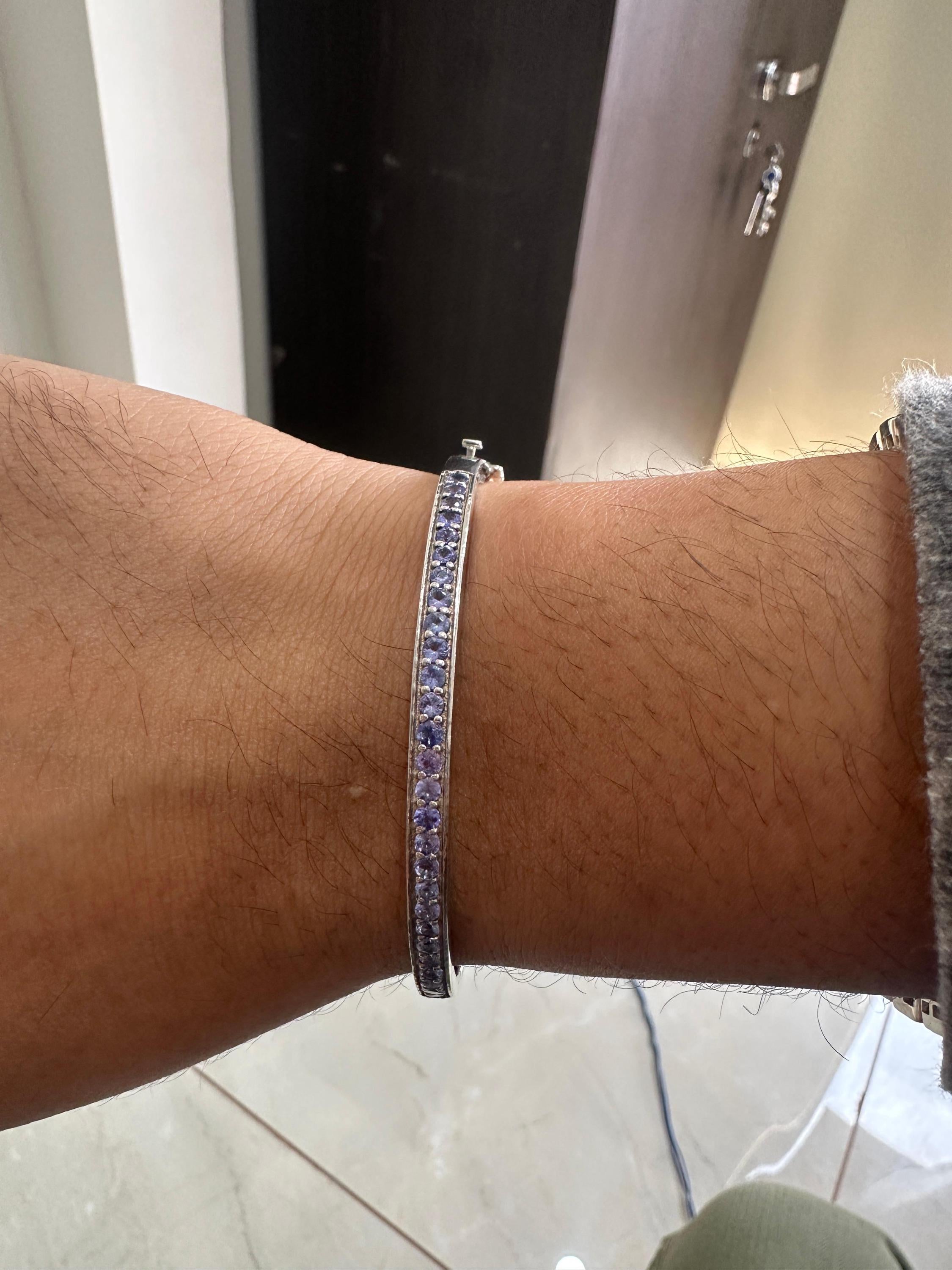 Tanzanite Cuff Bracelet, 925 Sterling Silver, December Birthstone Jewelry, Gift for Her