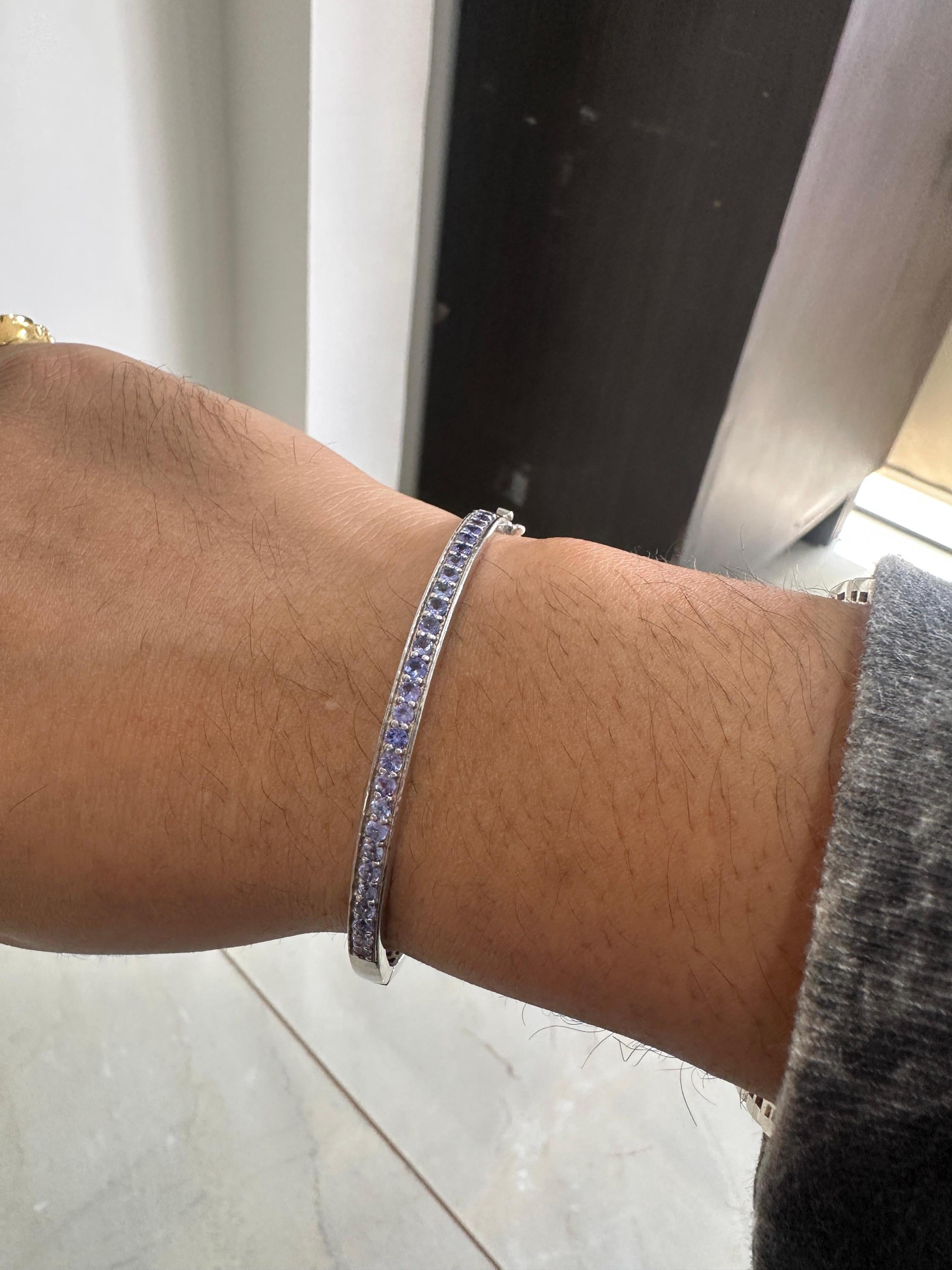 Tanzanite Cuff Bracelet, 925 Sterling Silver, December Birthstone Jewelry, Gift for Her